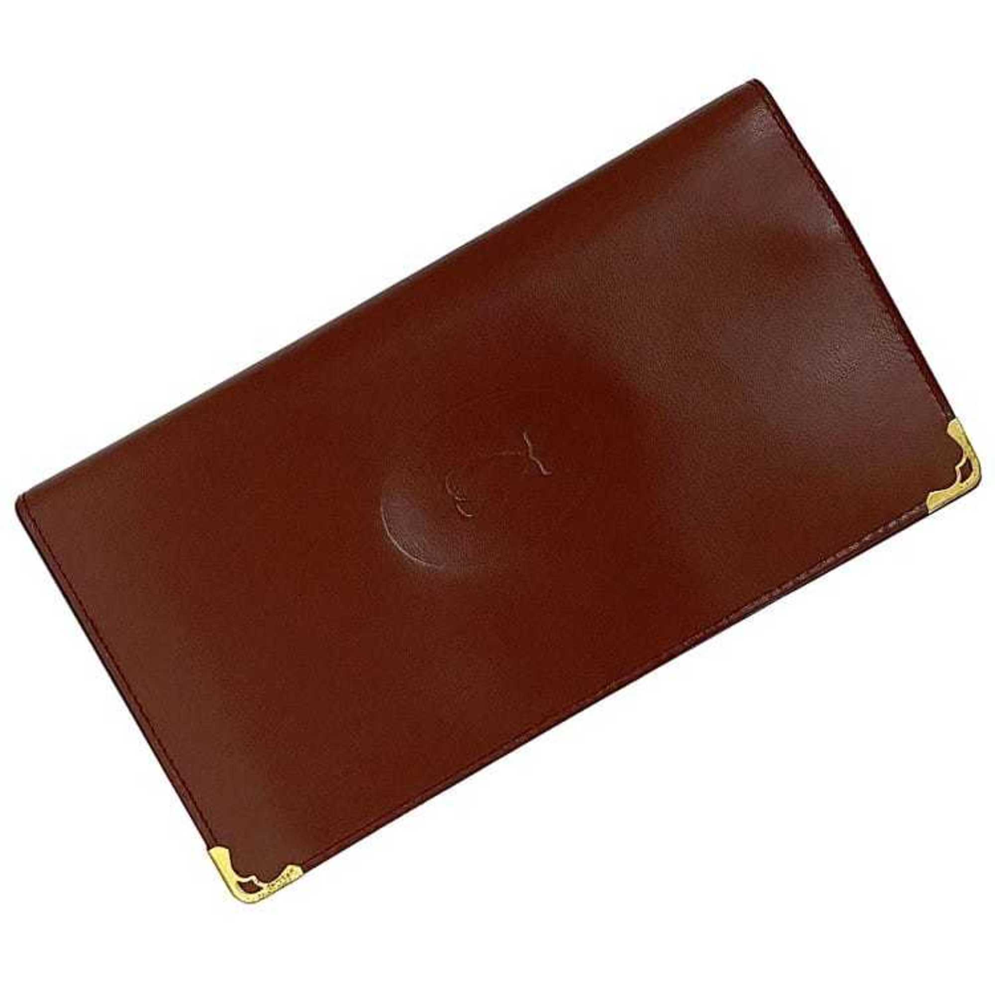 Cartier Must Bordeaux Leather Wallet (Bi-Fold) (Pre-Owned)