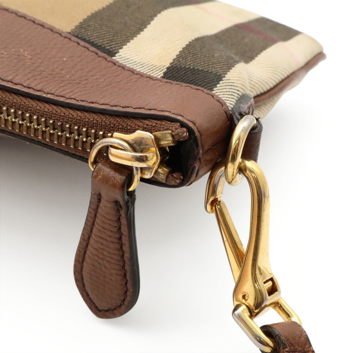 Burberry Beige Black Brown Leather Clutch Bag Pochette Shoulder Bag (Pre-Owned)