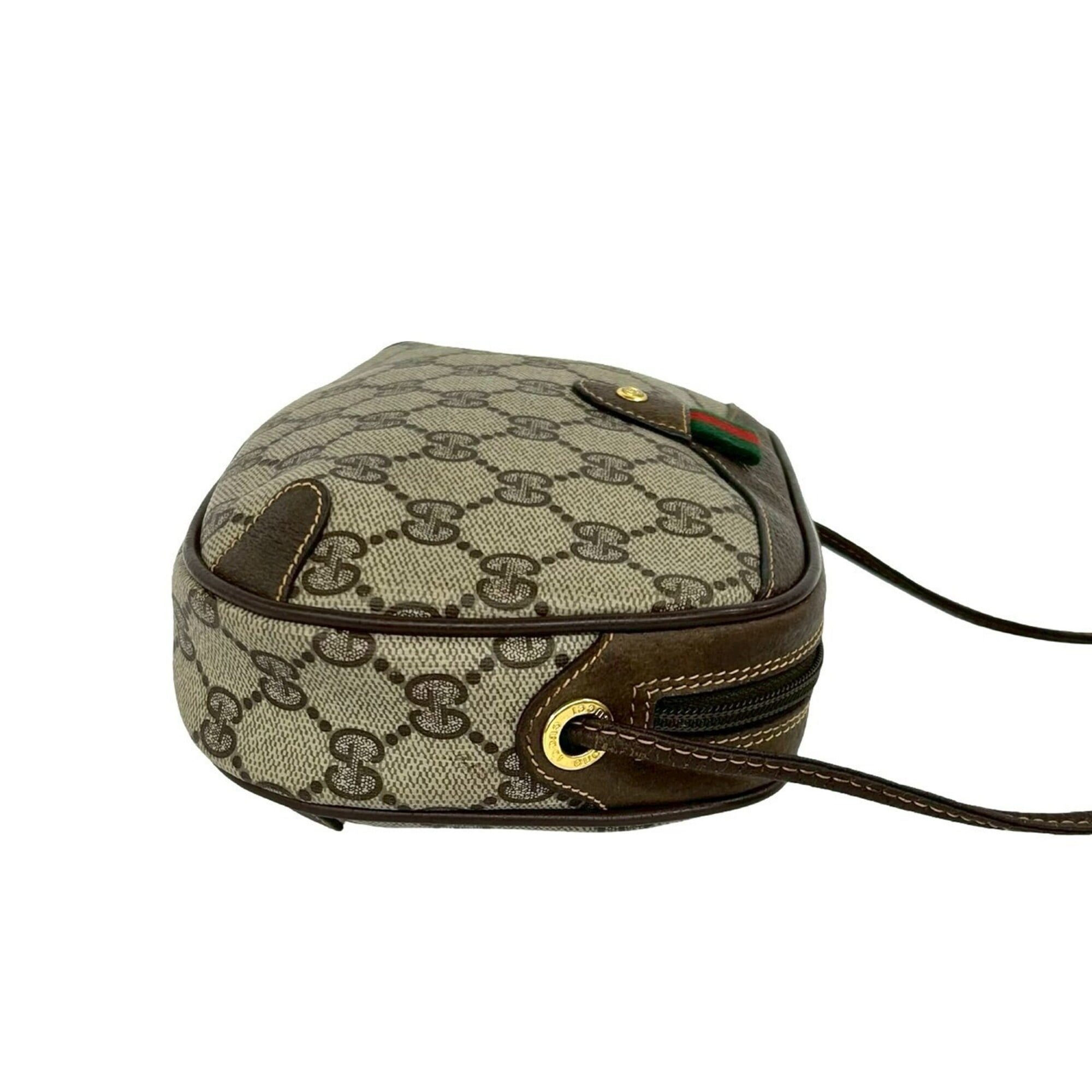 Gucci Brown Green Red Color Pvc Leather Pochette Shoulder Bag (Pre-Owned)