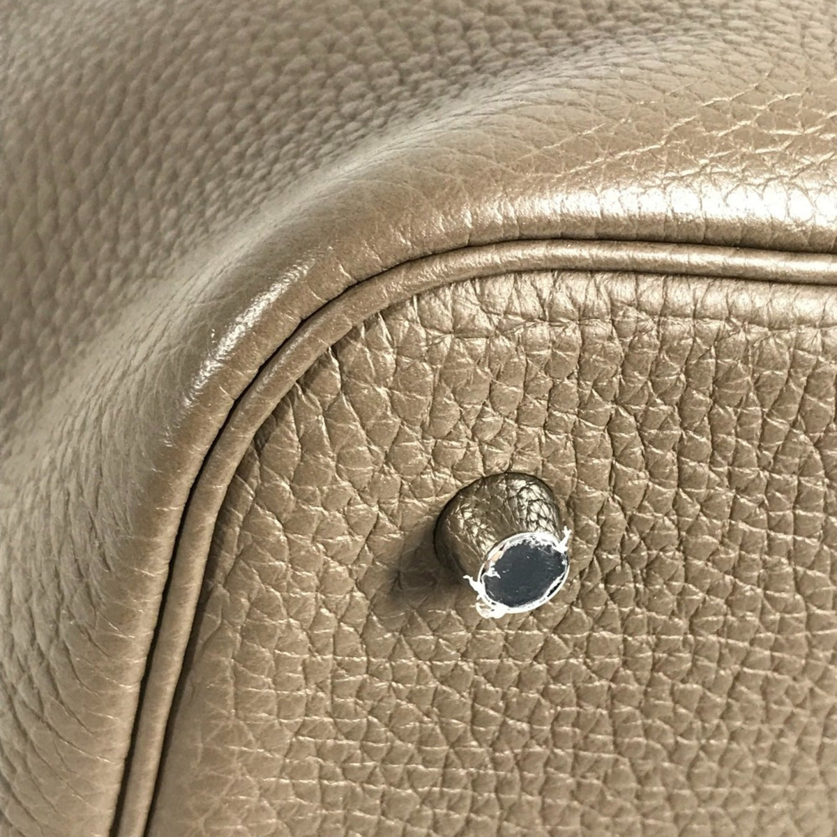 Hermes Gray Taurillon Clemence Leather Handbag (Pre-Owned)