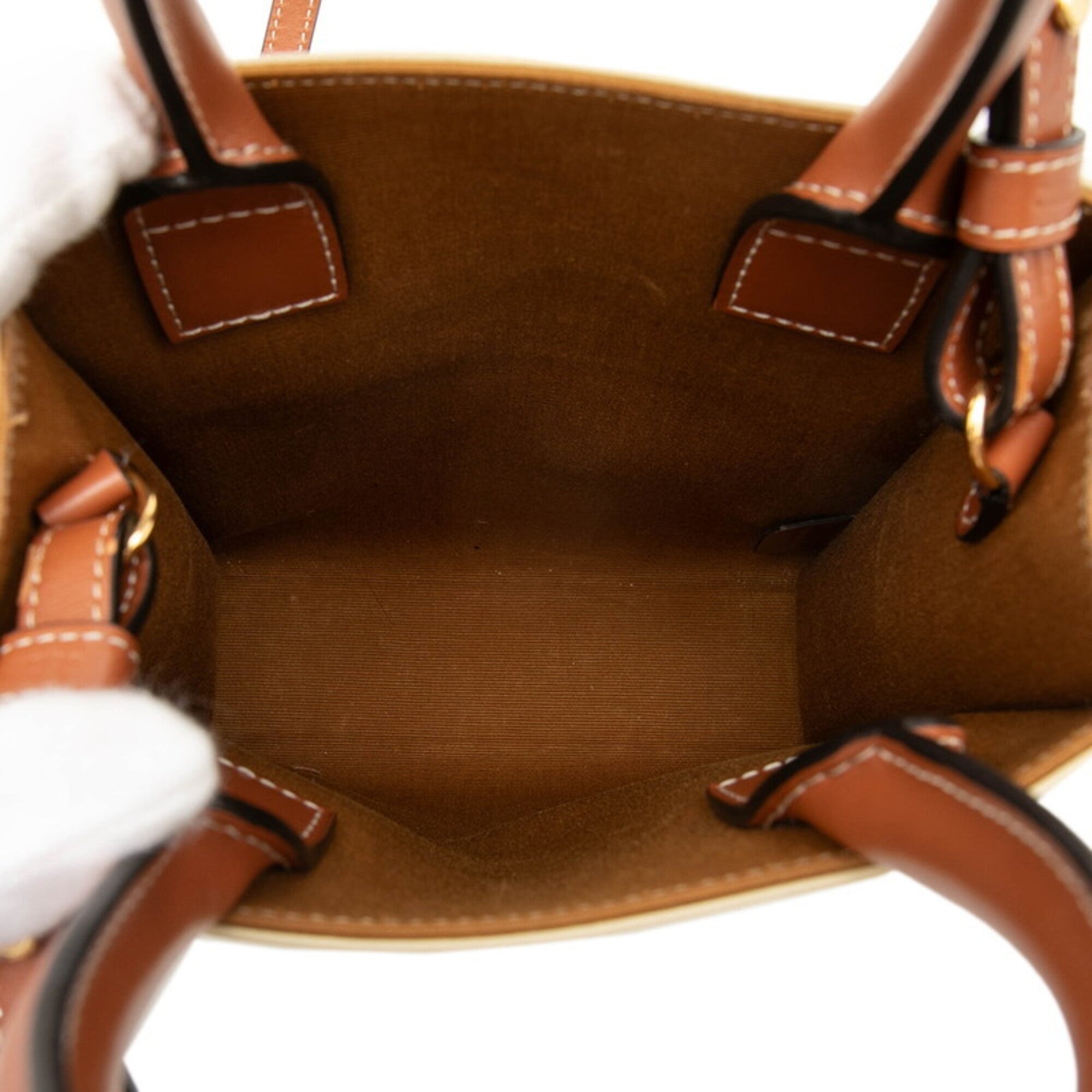 Celine Brown White Pvc Leather Handbag Shoulder Bag (Pre-Owned)