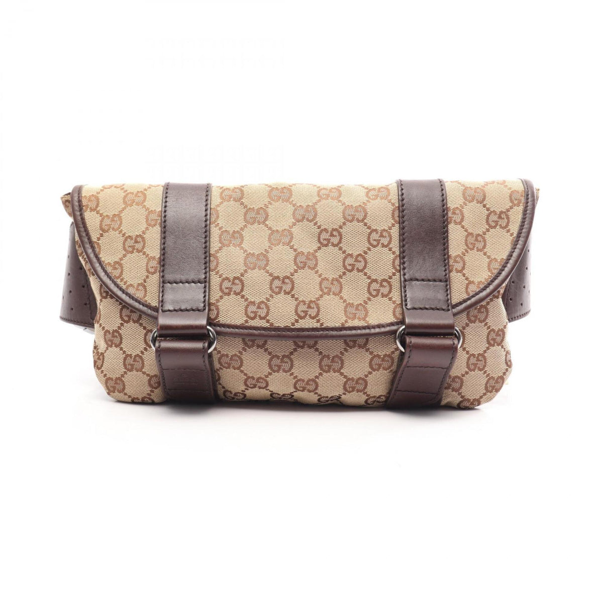 Gucci Beige Brown Gg Canvas Leather Fanny Pack Handbag (Pre-Owned)