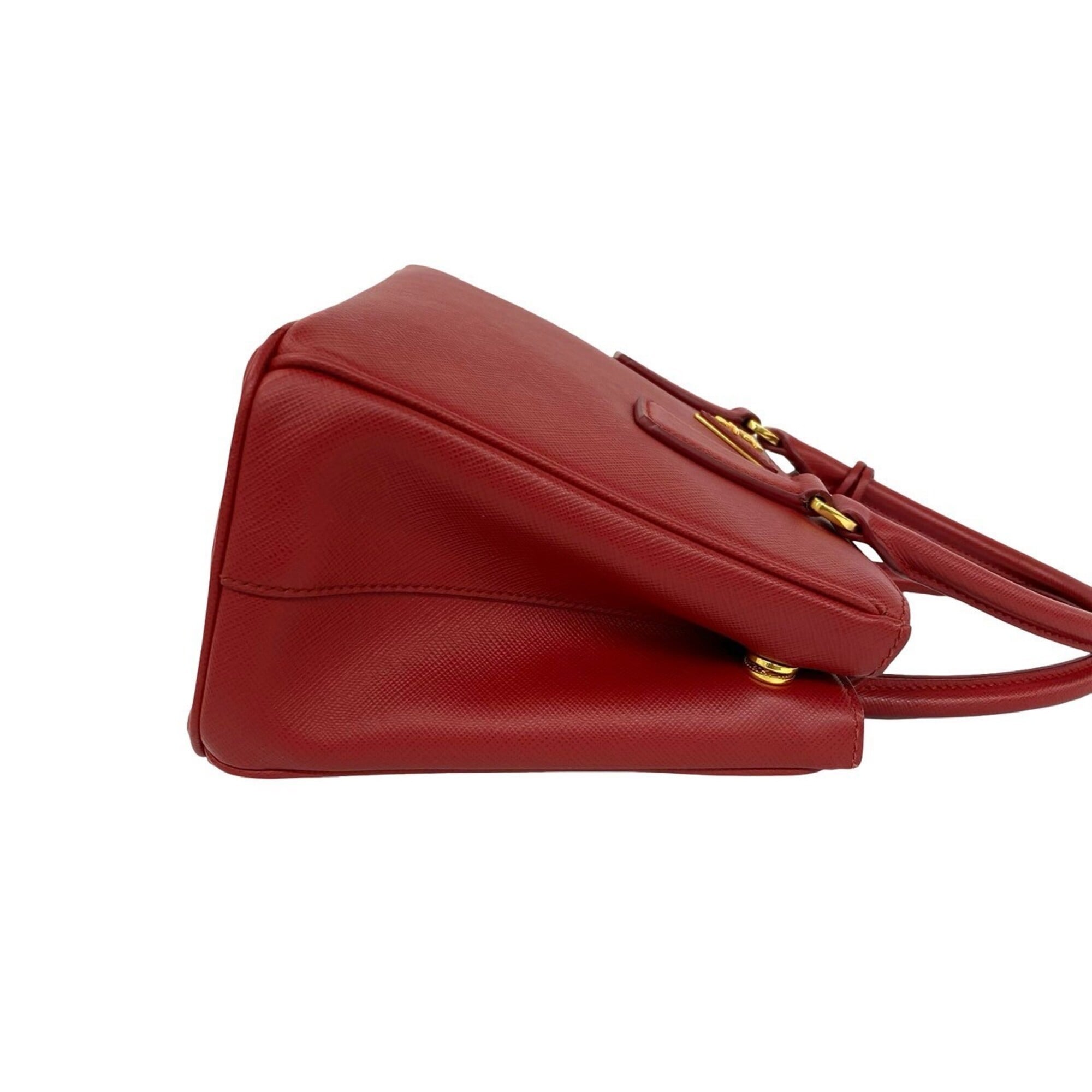 Prada Red Color Leather Handbag Shoulder Bag (Pre-Owned)
