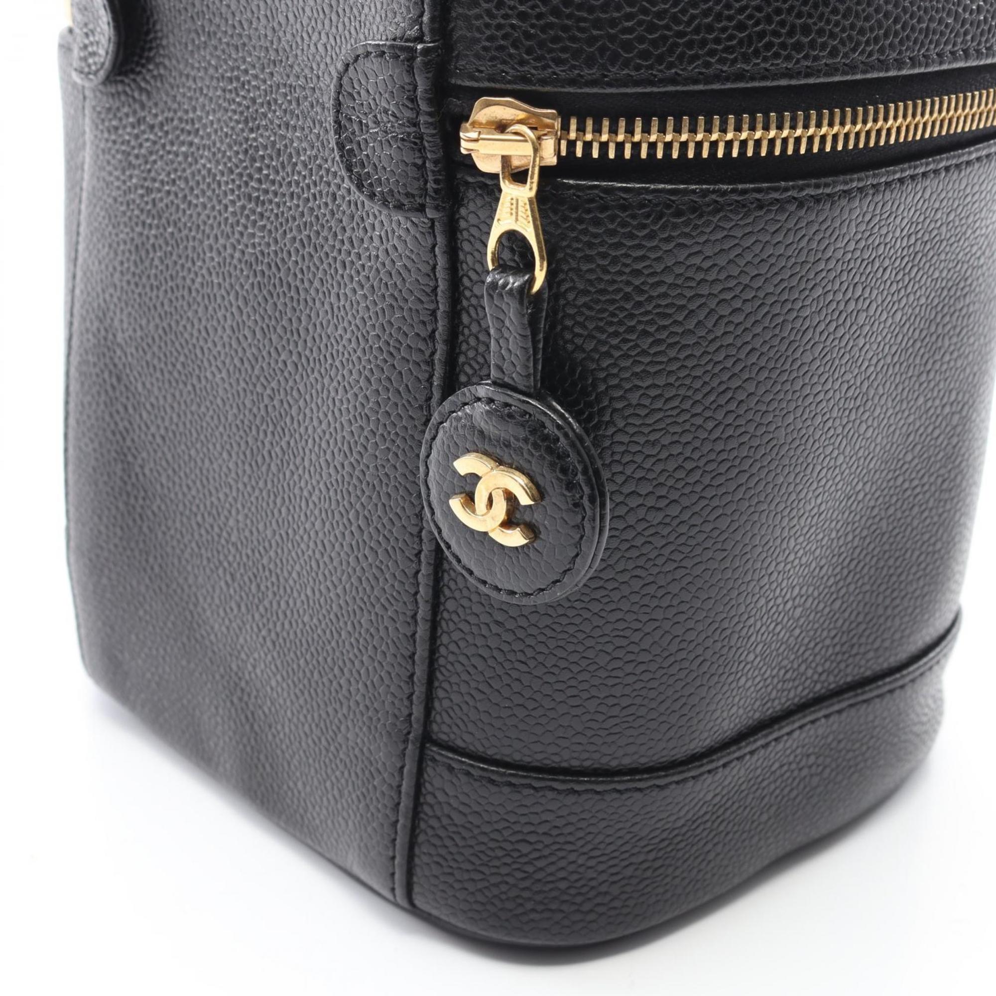 Chanel Black Leather Handbag Vanity Bag (Pre-Owned)