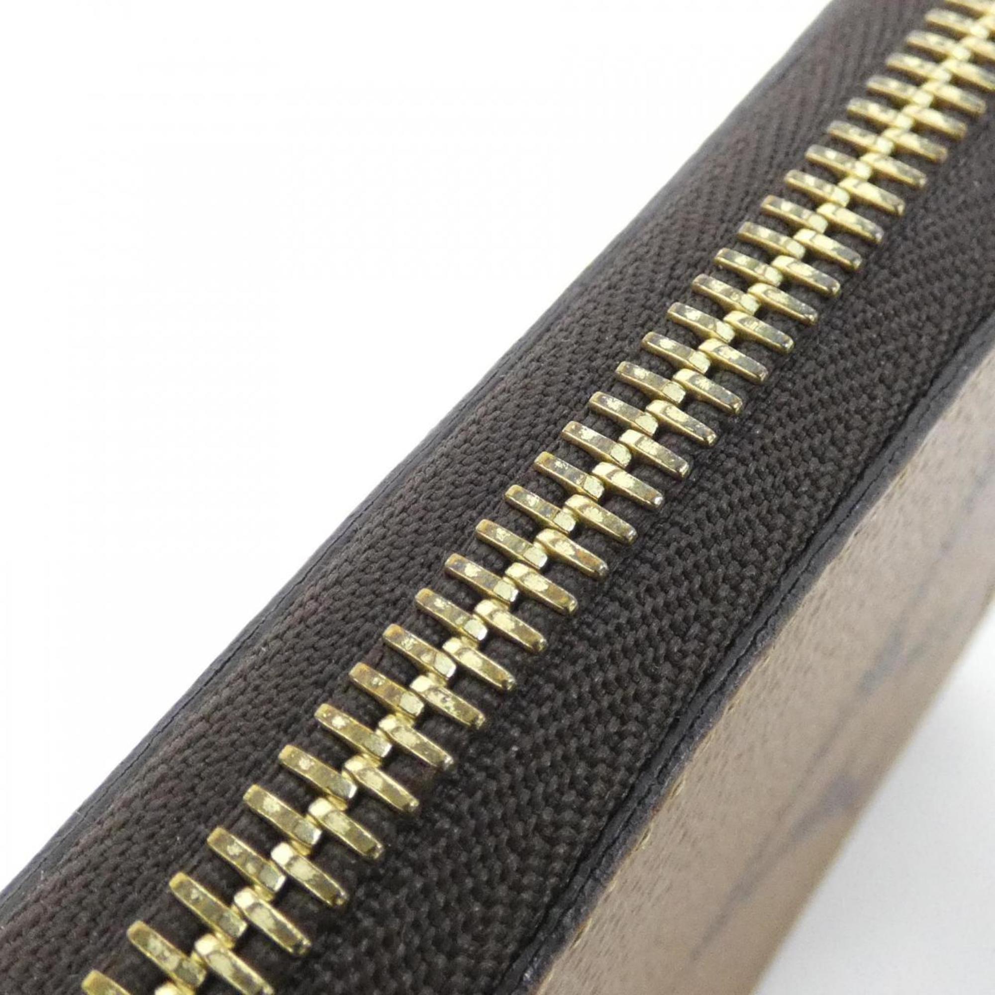 Louis Vuitton Beige Brown Brown Coated Canvas Long Wallet (Bi-Fold) (Pre-Owned)