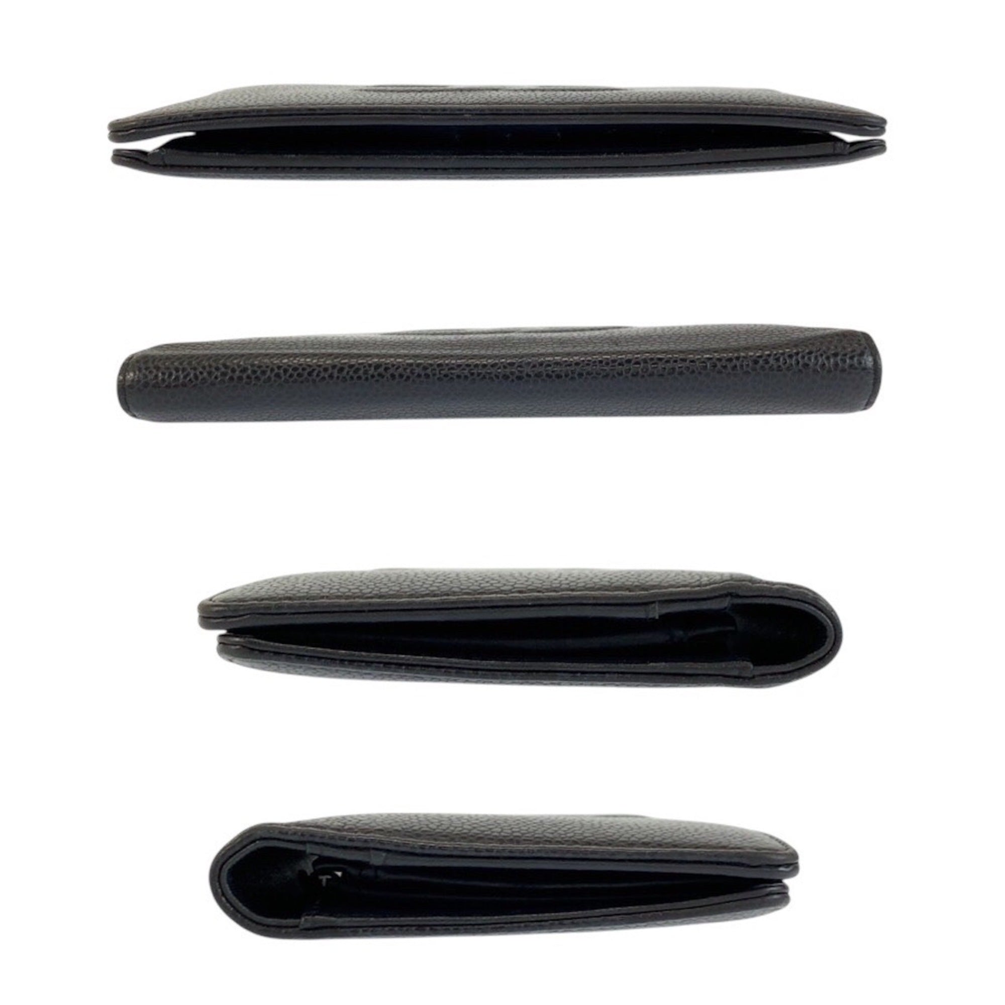 Chanel Black Leather Long Wallet (Bi-Fold) (Pre-Owned)