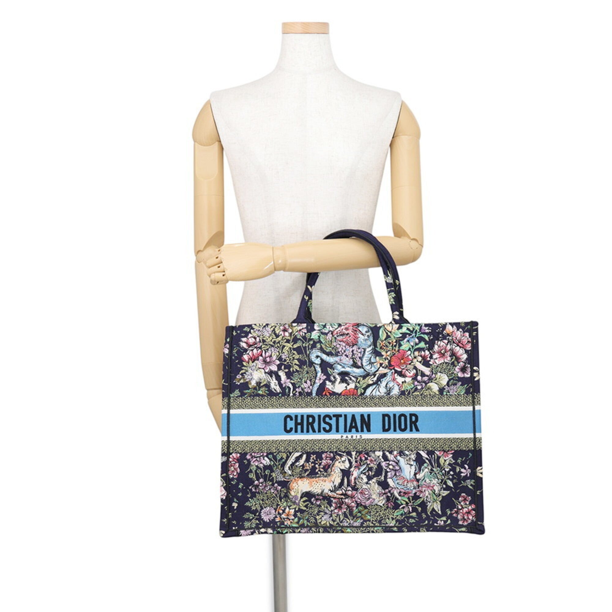 Christian Dior Multi-Color Navy Canvas Handbag Tote Bag (Pre-Owned)