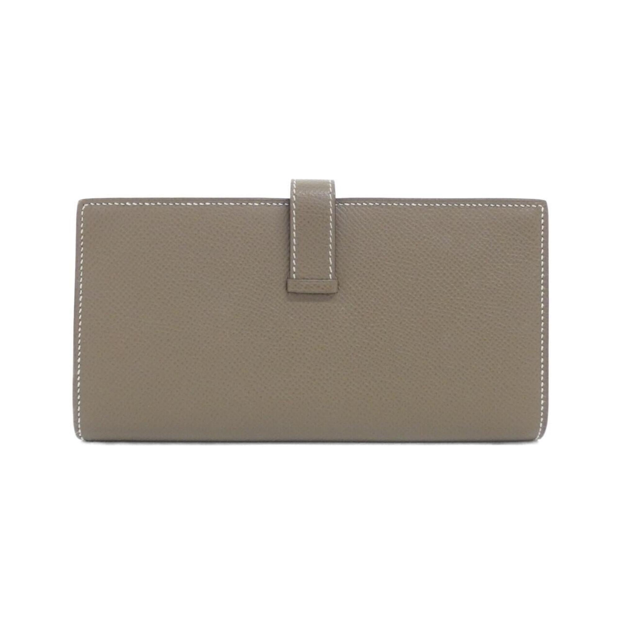 Hermes Etoupe Gray Epsom Leather Long Wallet (Bi-Fold) (Pre-Owned)