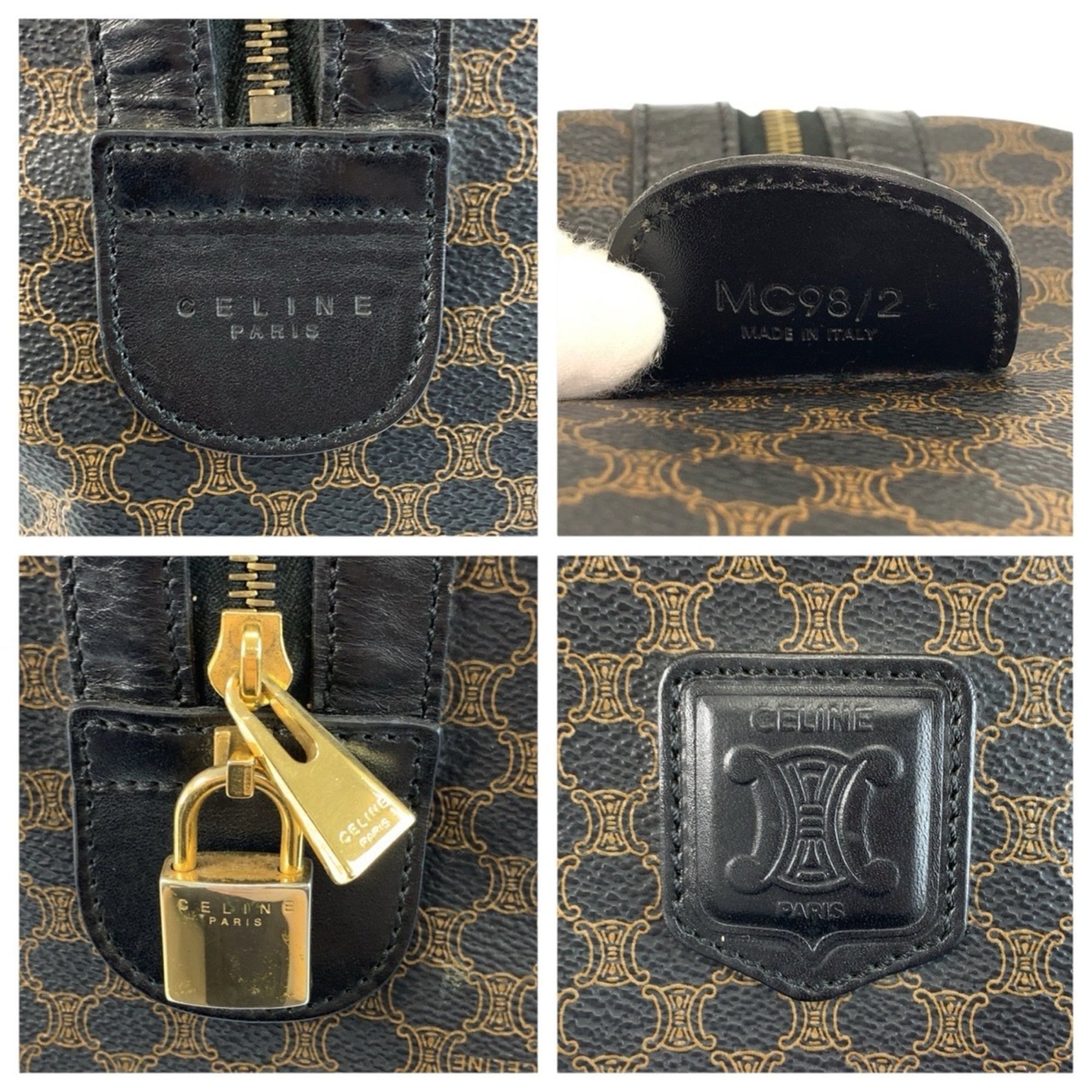 Celine Black Brown Pvc Boston Bag Handbag (Pre-Owned)