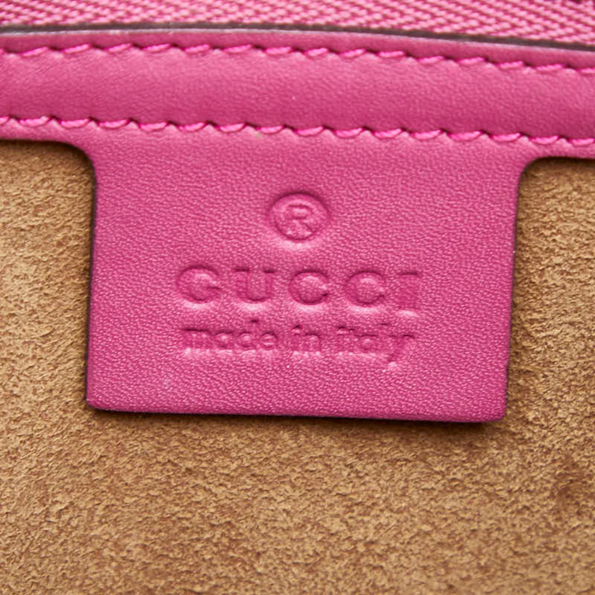 Gucci Beige Pink Red Color Pvc Leather Tote Bag (Pre-Owned)