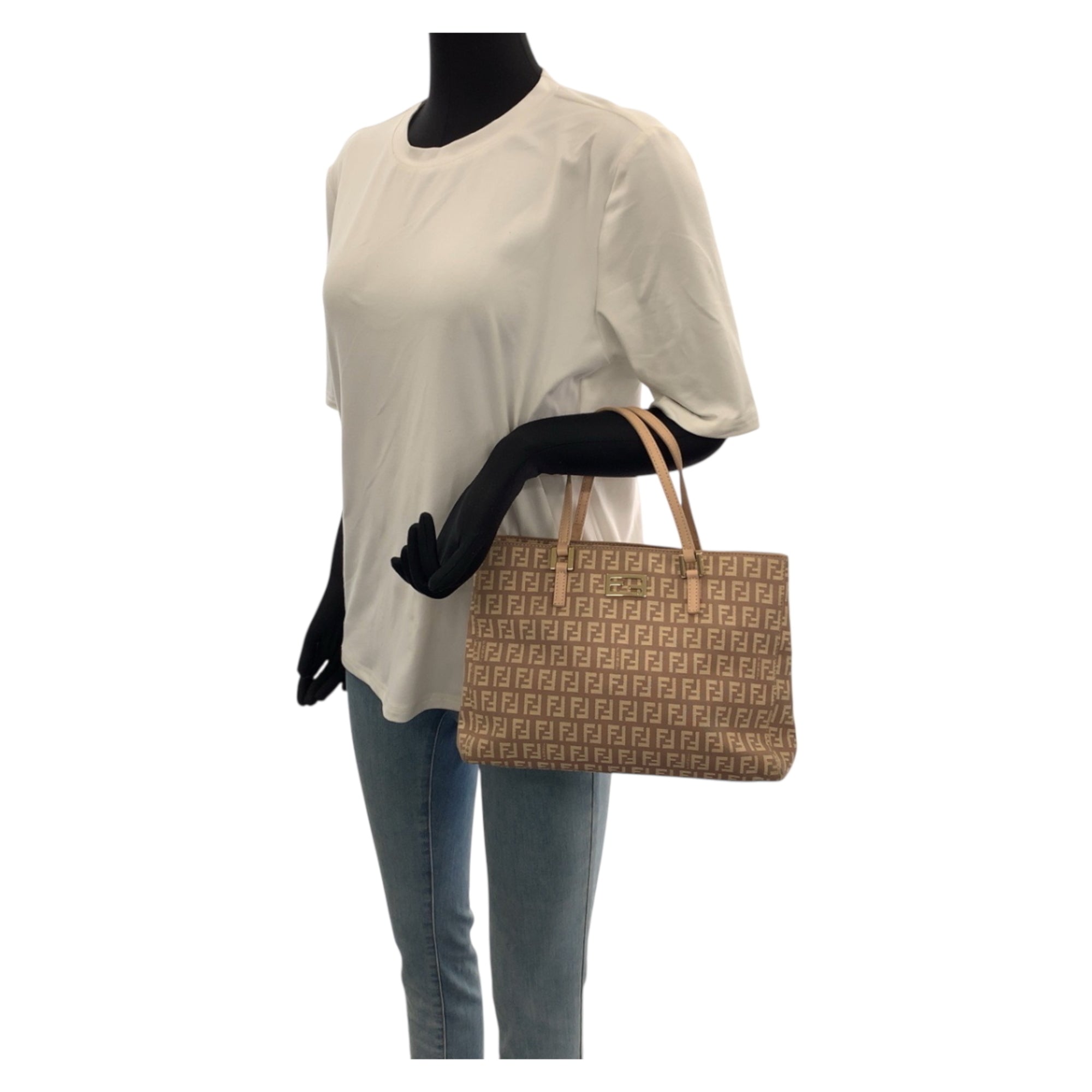 Fendi Salmon Pink Canvas Leather Handbag Tote Bag (Pre-Owned)