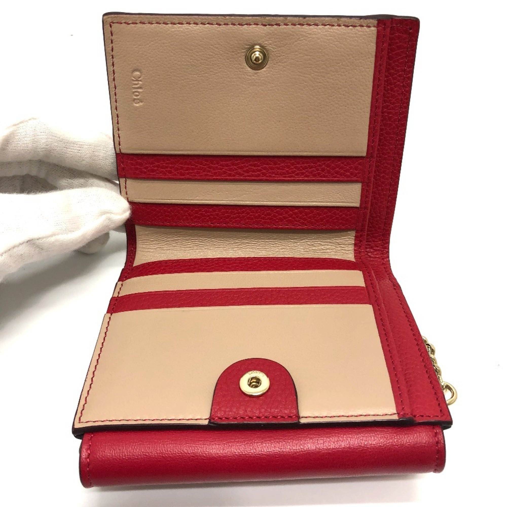 Chloé Red Color Leather Wallet (Bi-Fold) (Pre-Owned)