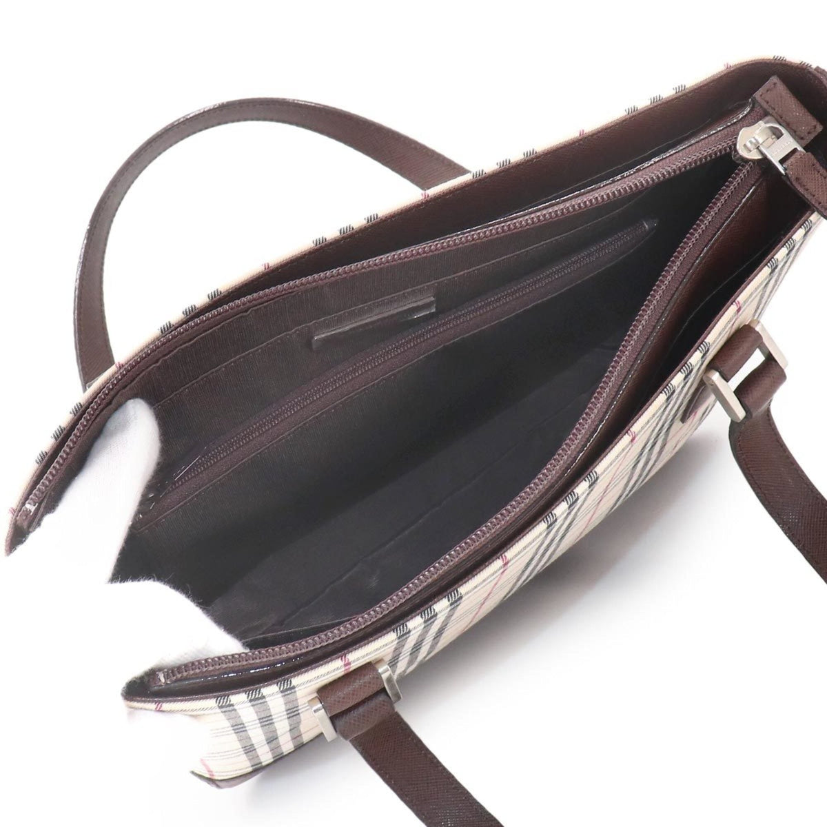 Burberry Beige Brown Canvas Leather Handbag Tote Bag (Pre-Owned)
