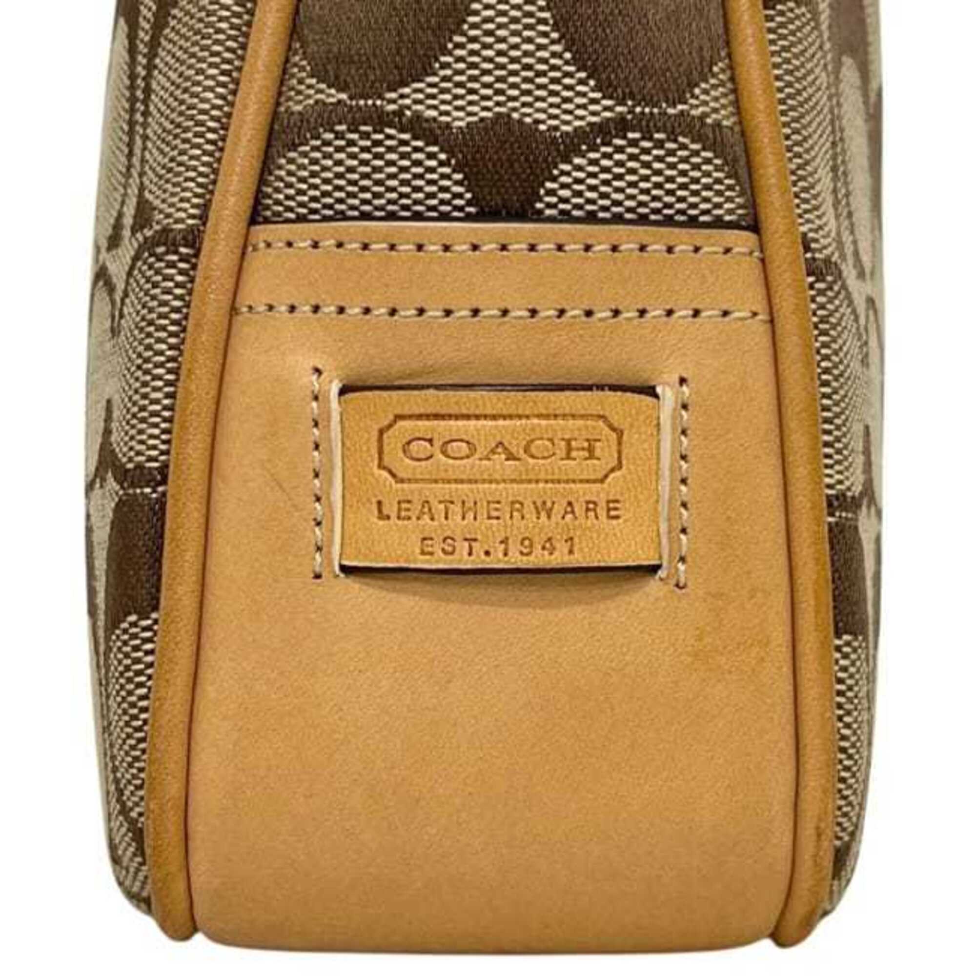 Coach Beige Canvas Leather Handbag (Pre-Owned)