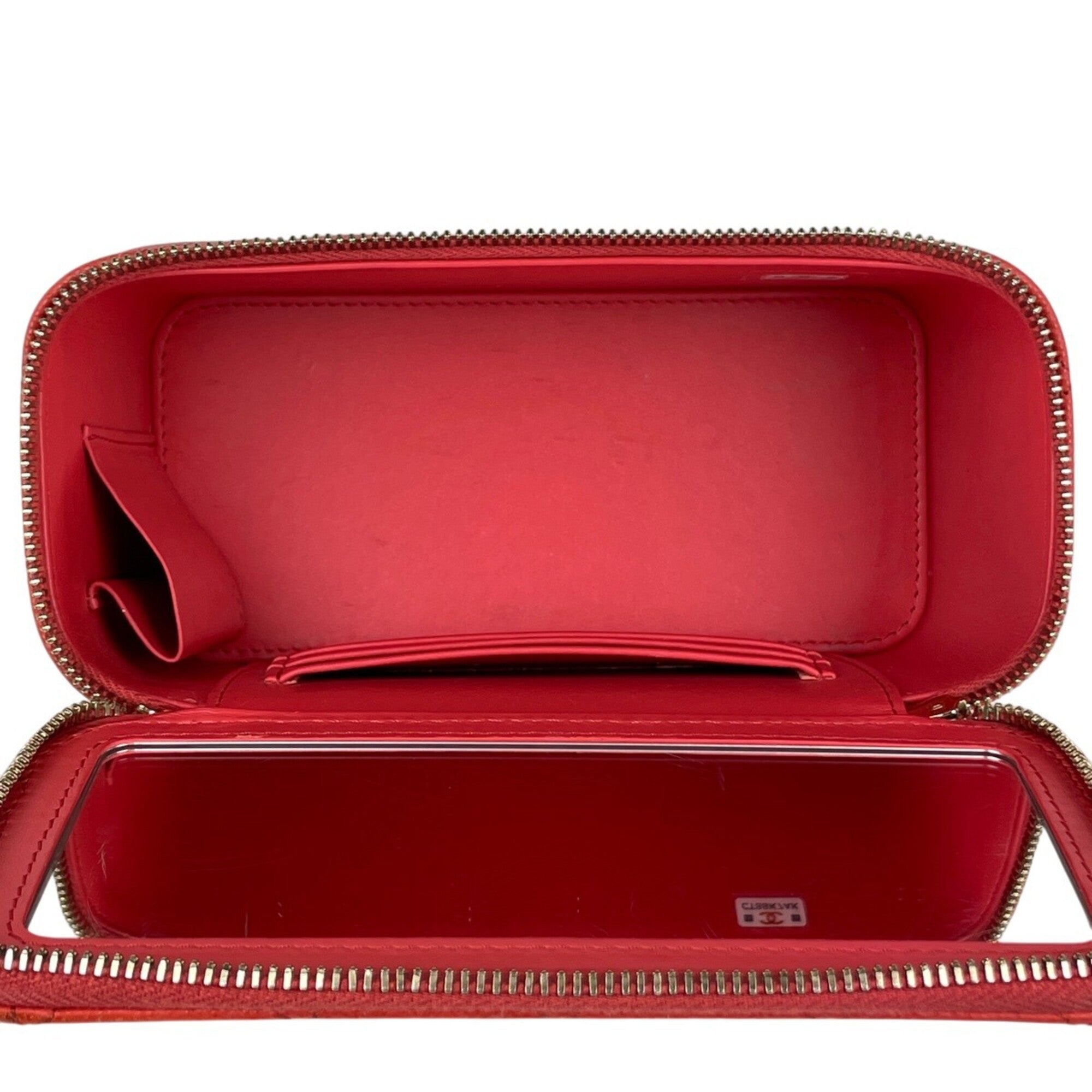 Chanel Red Color Grained Calfskin Shoulder Bag (Pre-Owned)