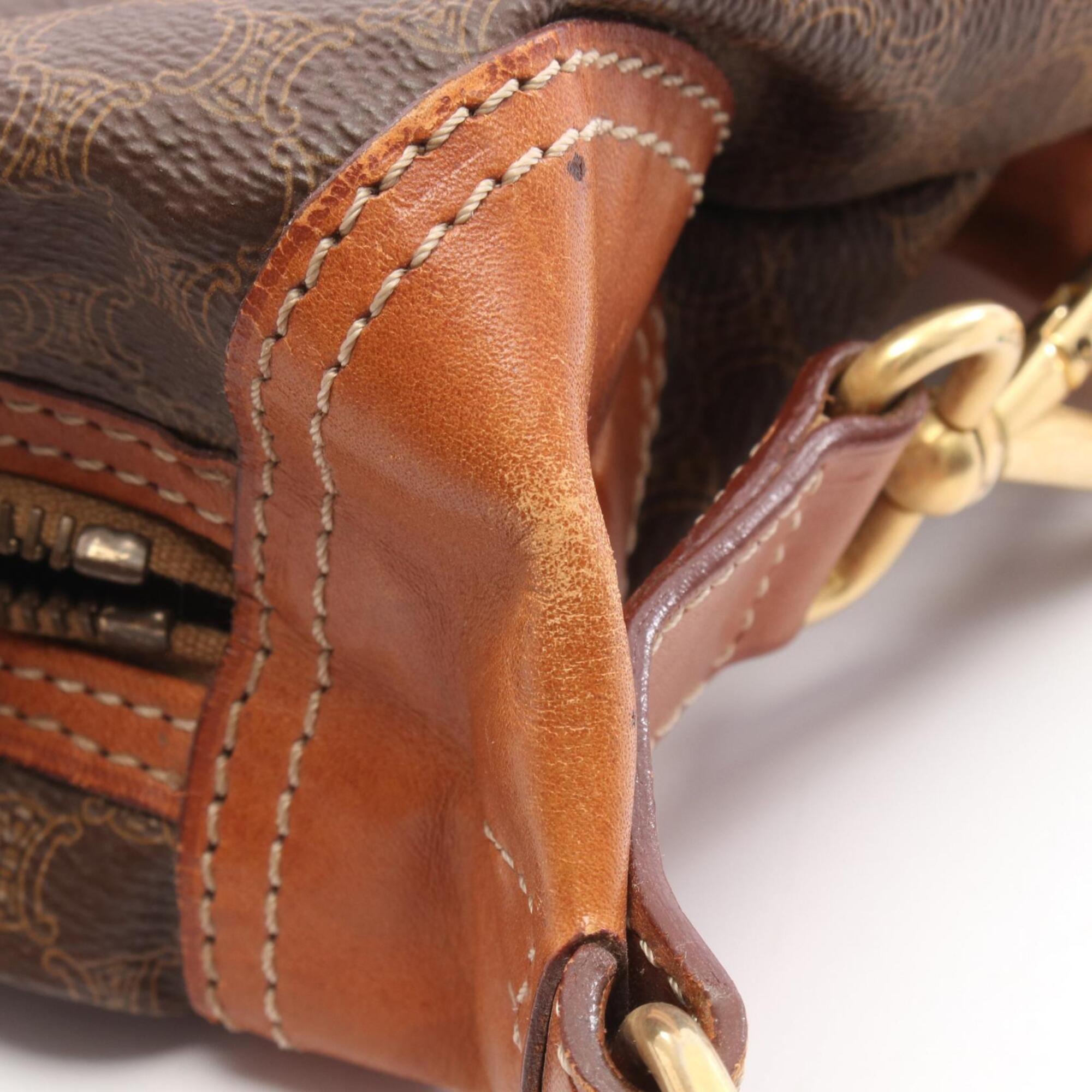 Celine Brown Coated Canvas Handbag Shoulder Bag (Pre-Owned)