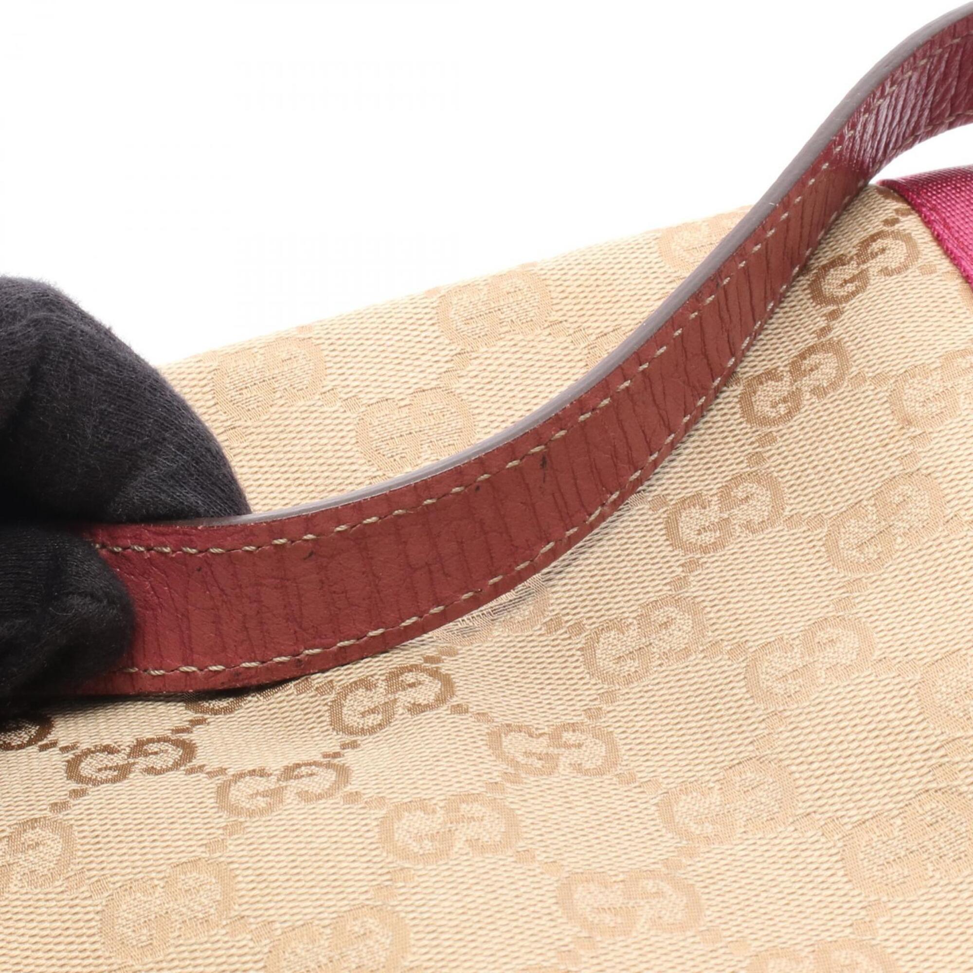 Gucci Beige Pink Gg Canvas Leather Handbag Shoulder Bag (Pre-Owned)