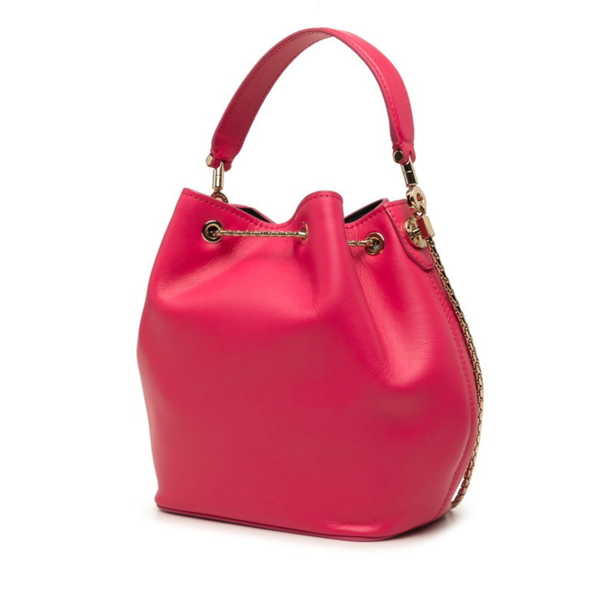Bvlgari Pink Leather Handbag Shoulder Bag (Pre-Owned)