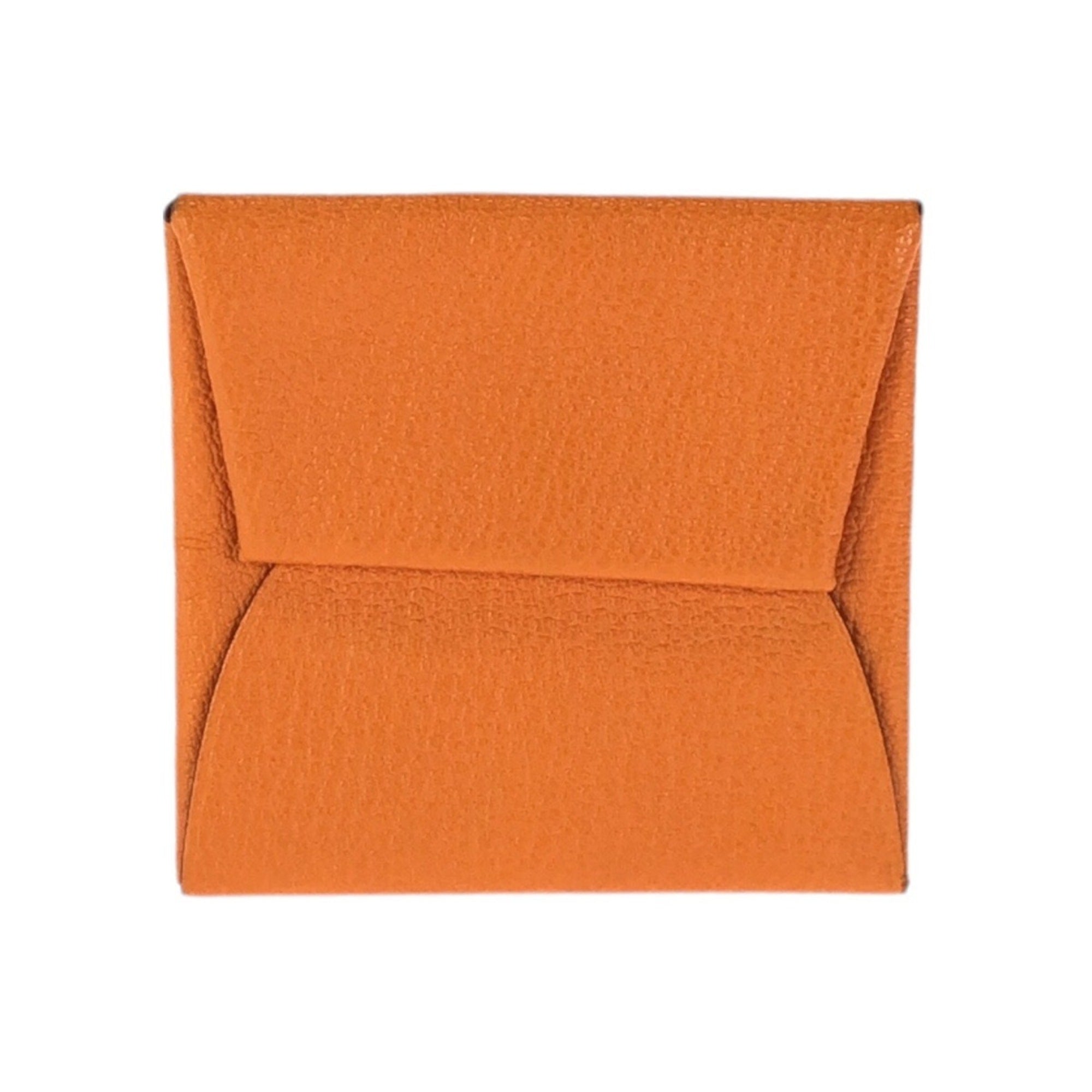 Hermes Feu Orange Chevre Leather Coin Purse/Coin Case (Pre-Owned)
