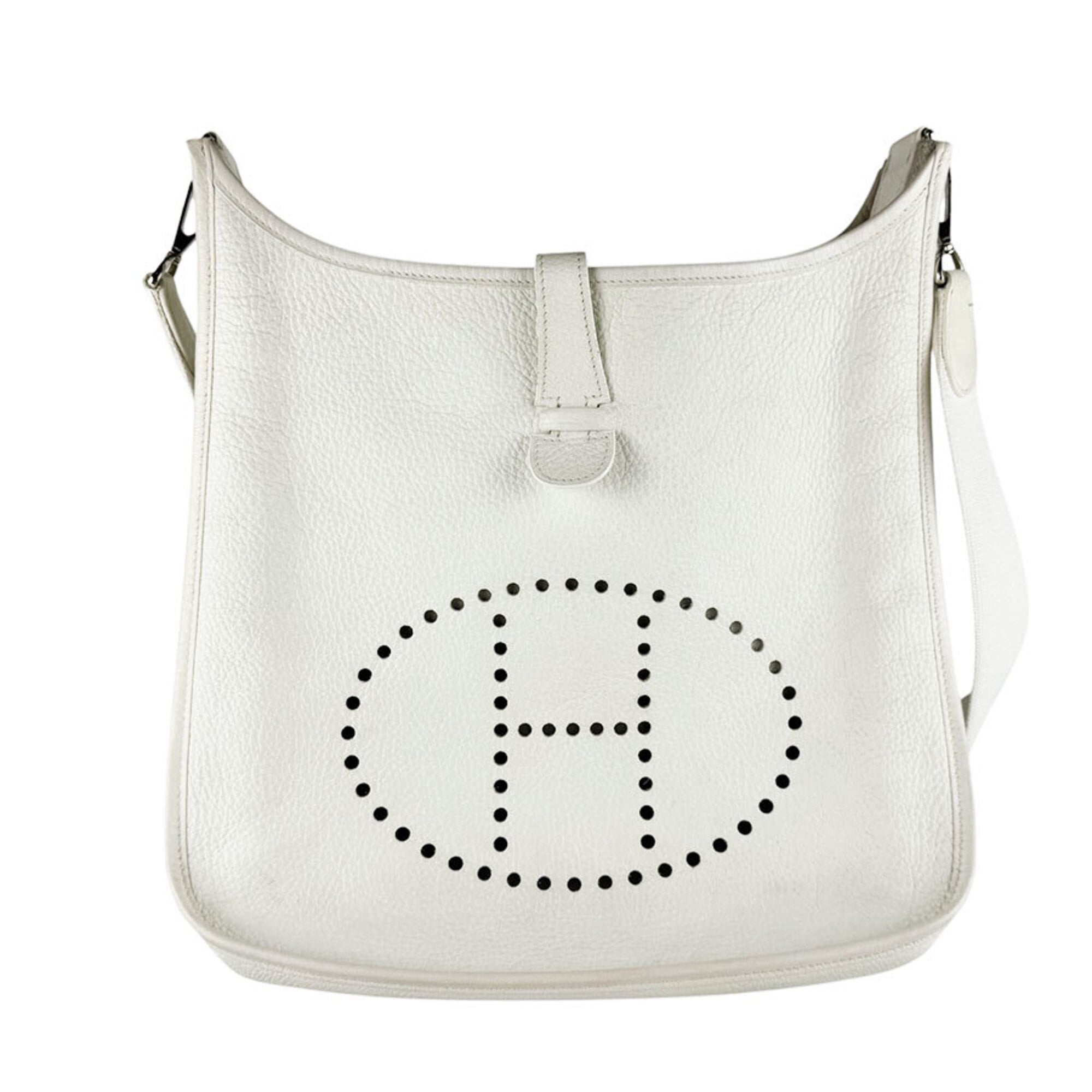 Hermes White Taurillon Clemence Leather Shoulder Bag (Pre-Owned)