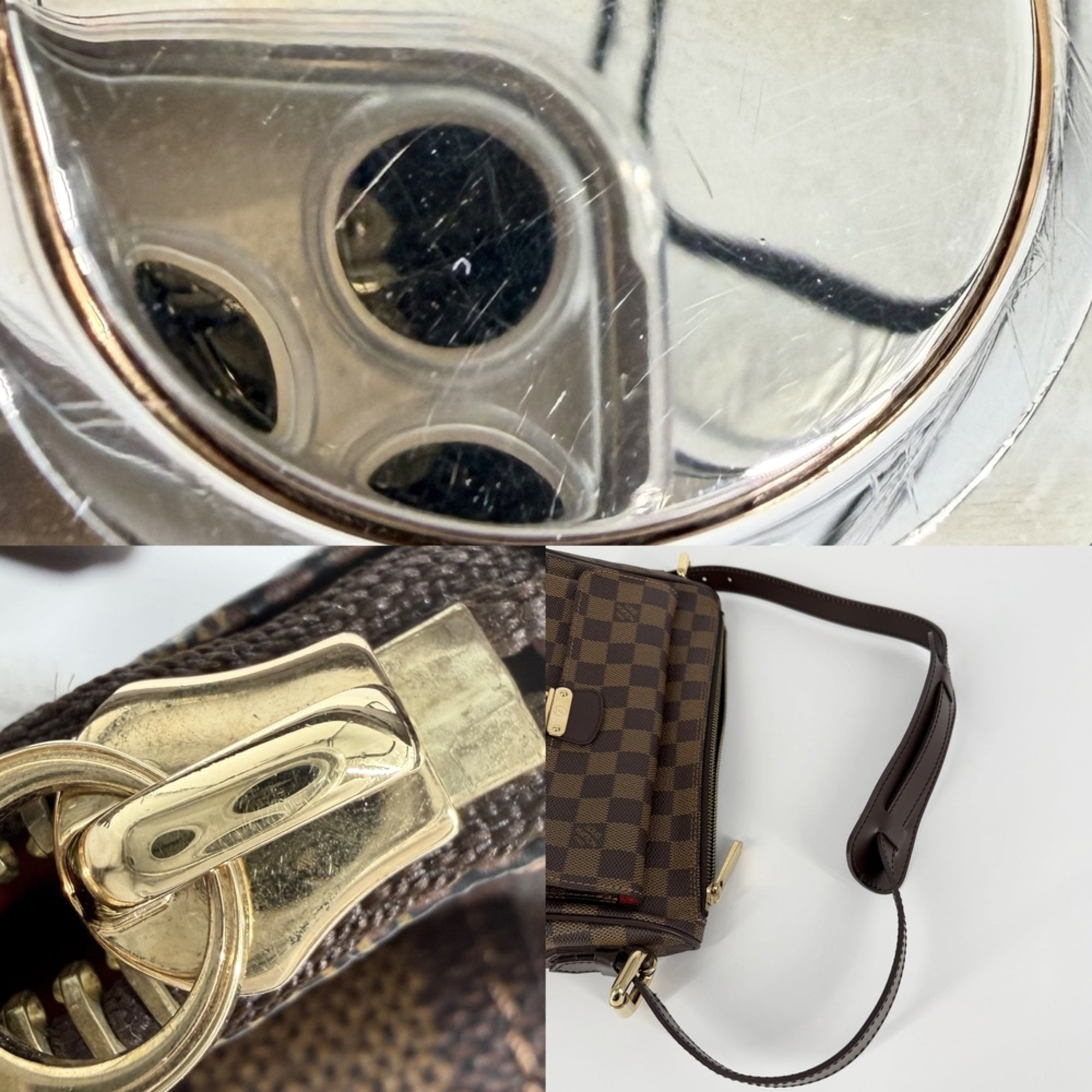 Louis Vuitton Brown White Damier Canvas Handbag Shoulder Bag (Pre-Owned)