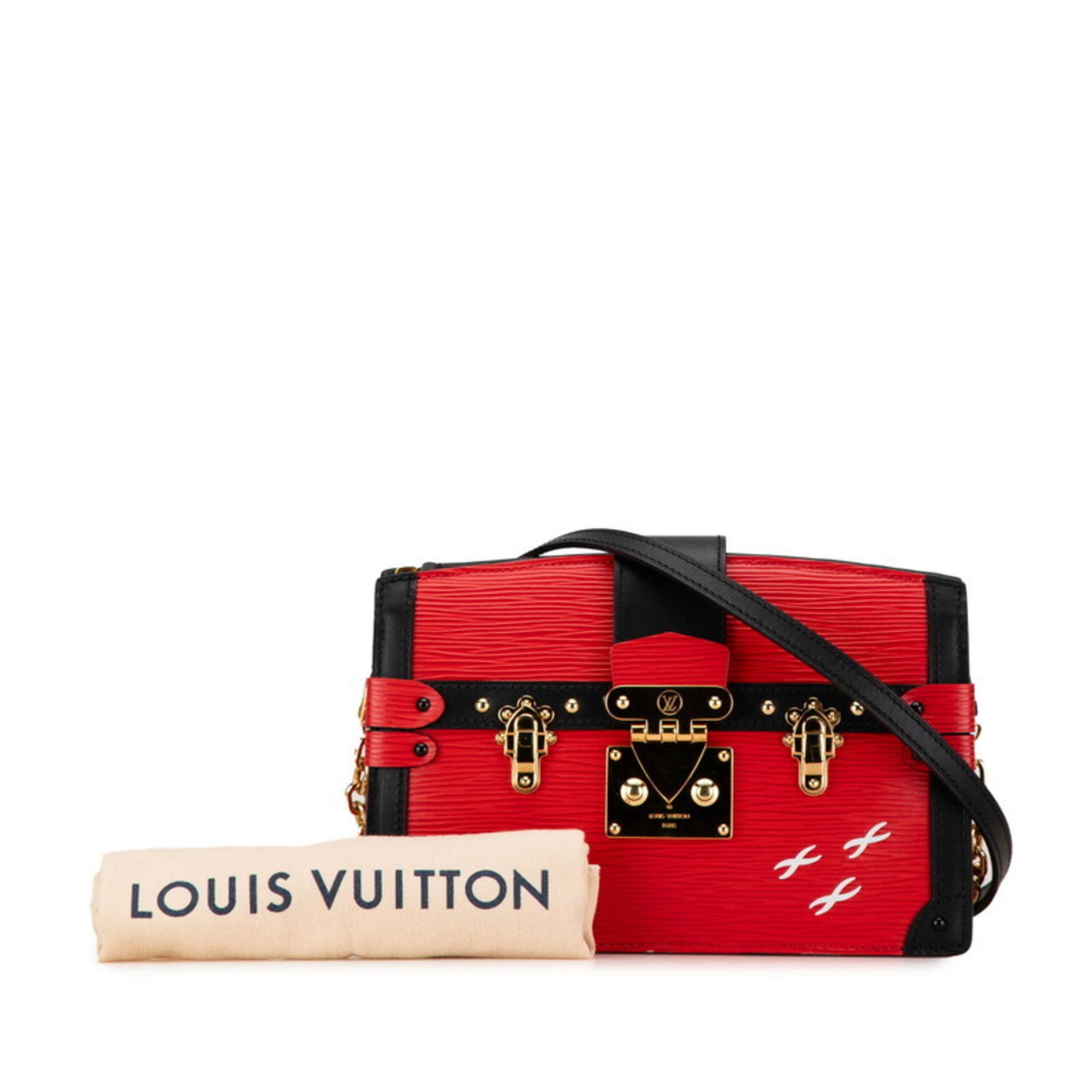 Louis Vuitton Epi Black Rouge Leather Clutch Bag Shoulder Bag (Pre-Owned)