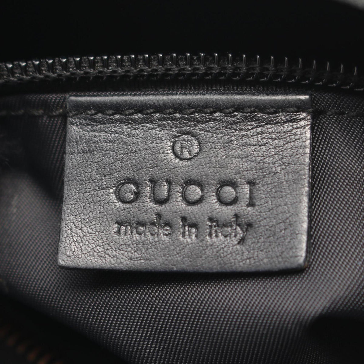 Gucci Black Canvas Leather Handbag Shoulder Bag (Pre-Owned)