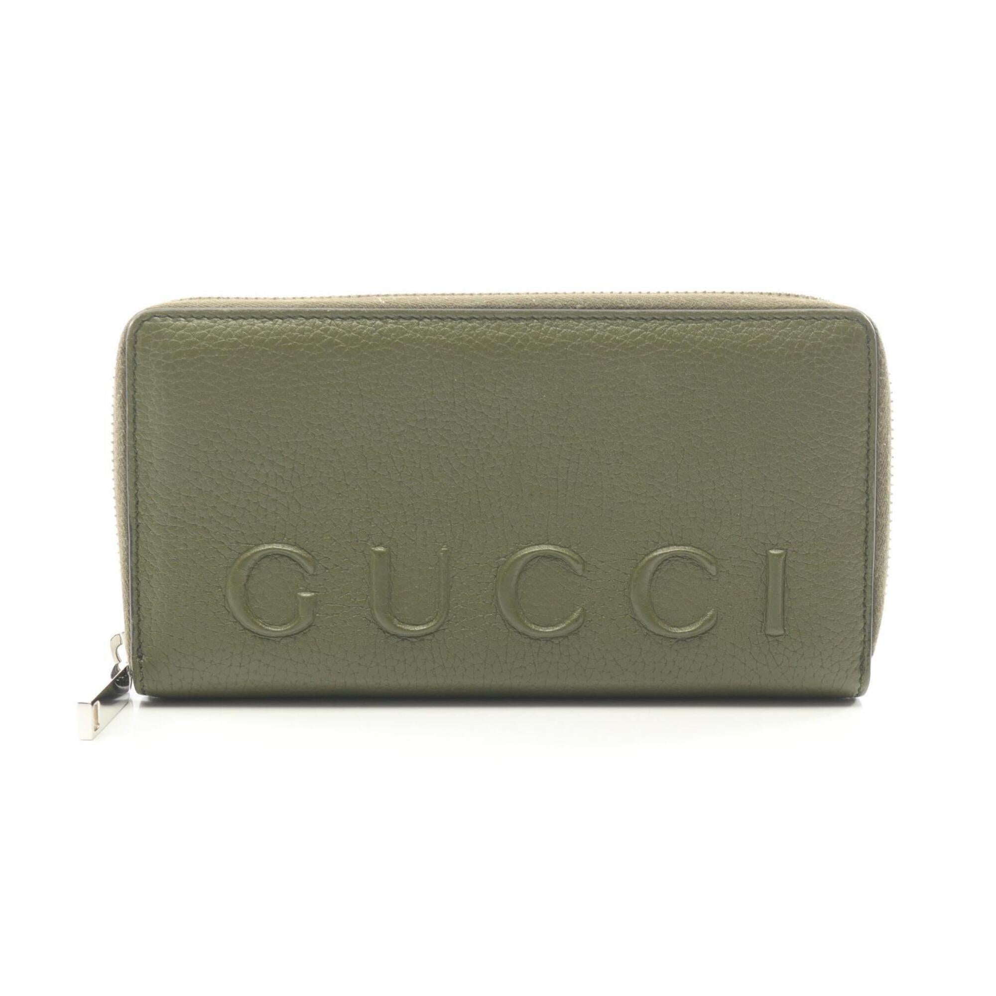 Gucci Khaki Leather Long Wallet (Bi-Fold) (Pre-Owned)