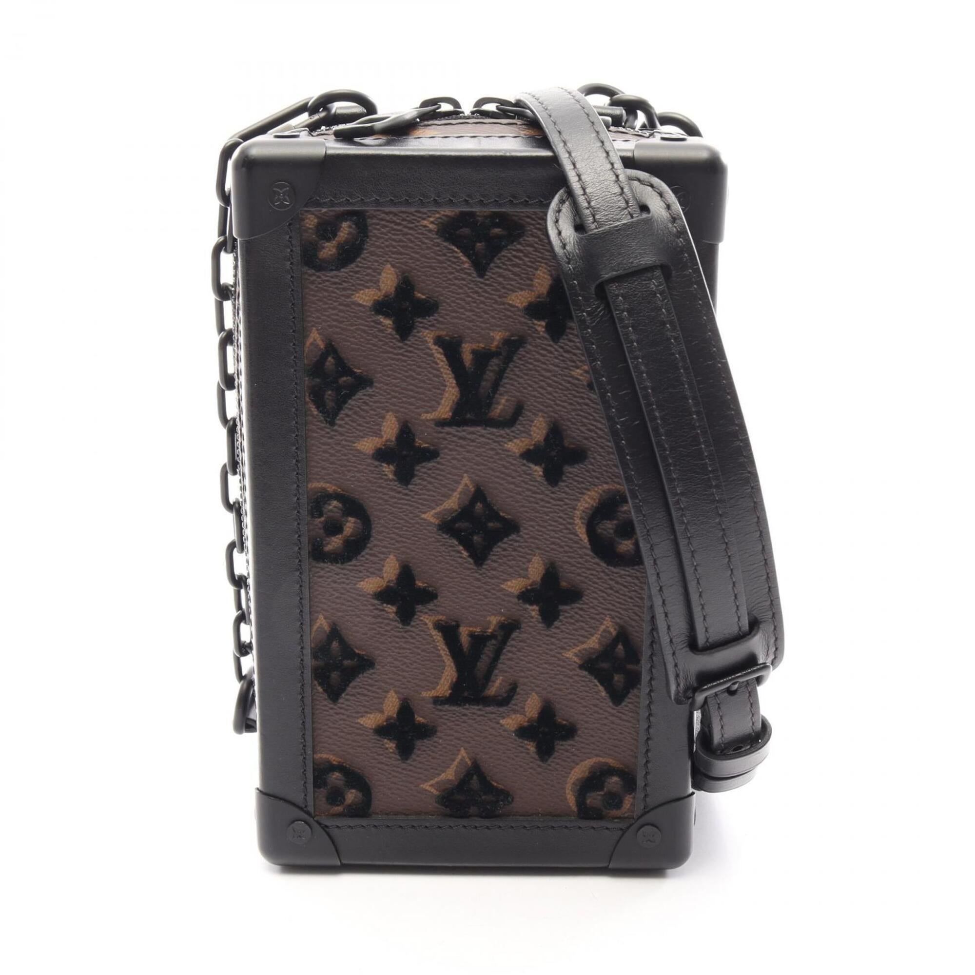 Louis Vuitton Black Brown Coated Canvas Leather Handbag Shoulder Bag (Pre-Owned)