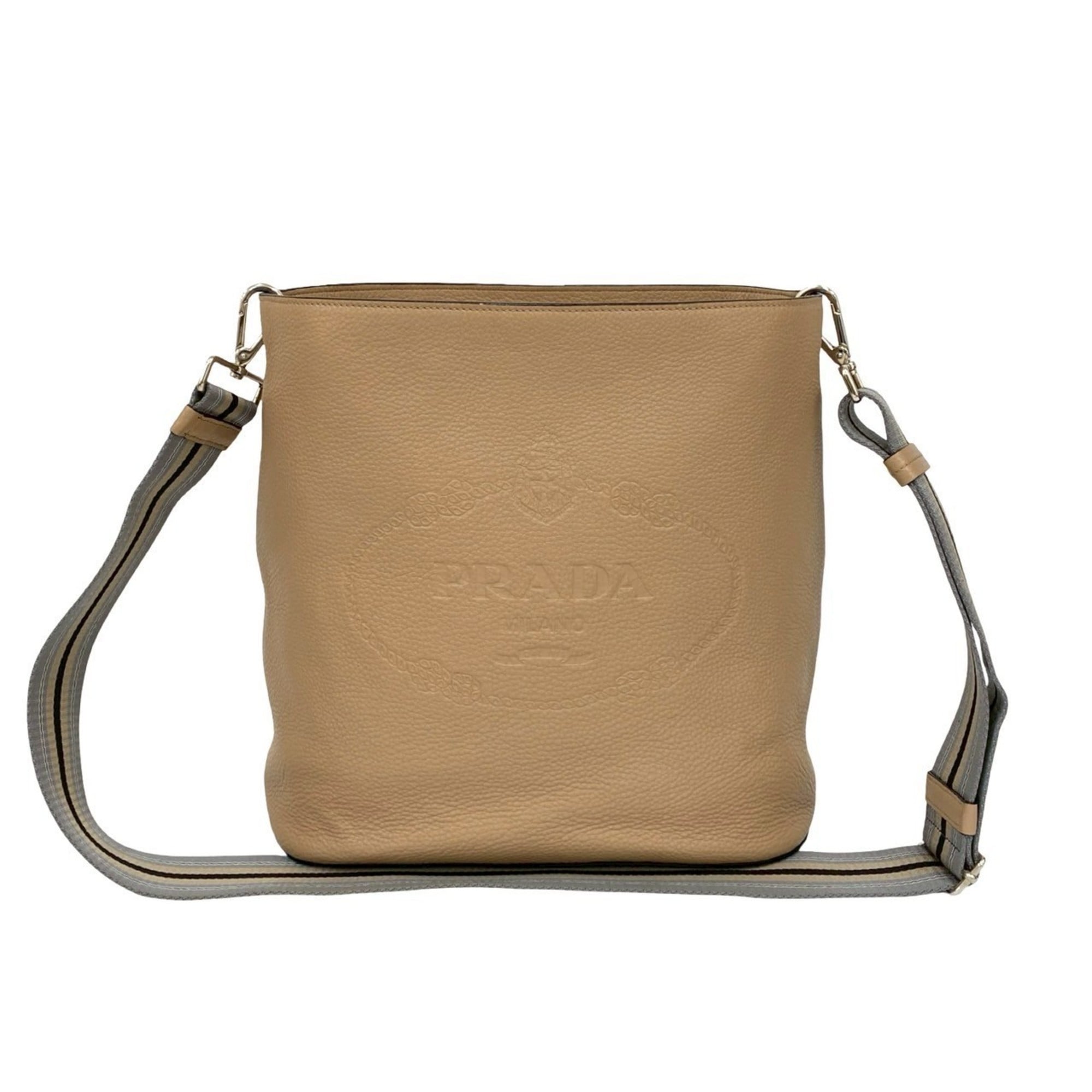 Prada Beige Leather Pochette Shoulder Bag (Pre-Owned)