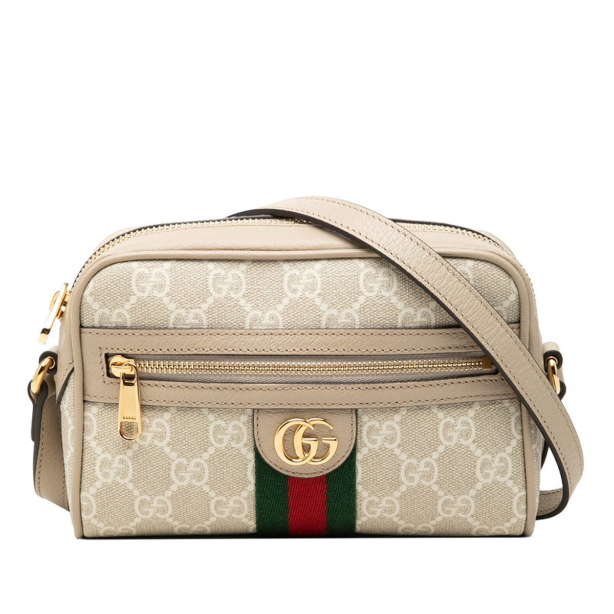 Gucci Sherry Line Beige White Pvc Leather Shoulder Bag (Pre-Owned)