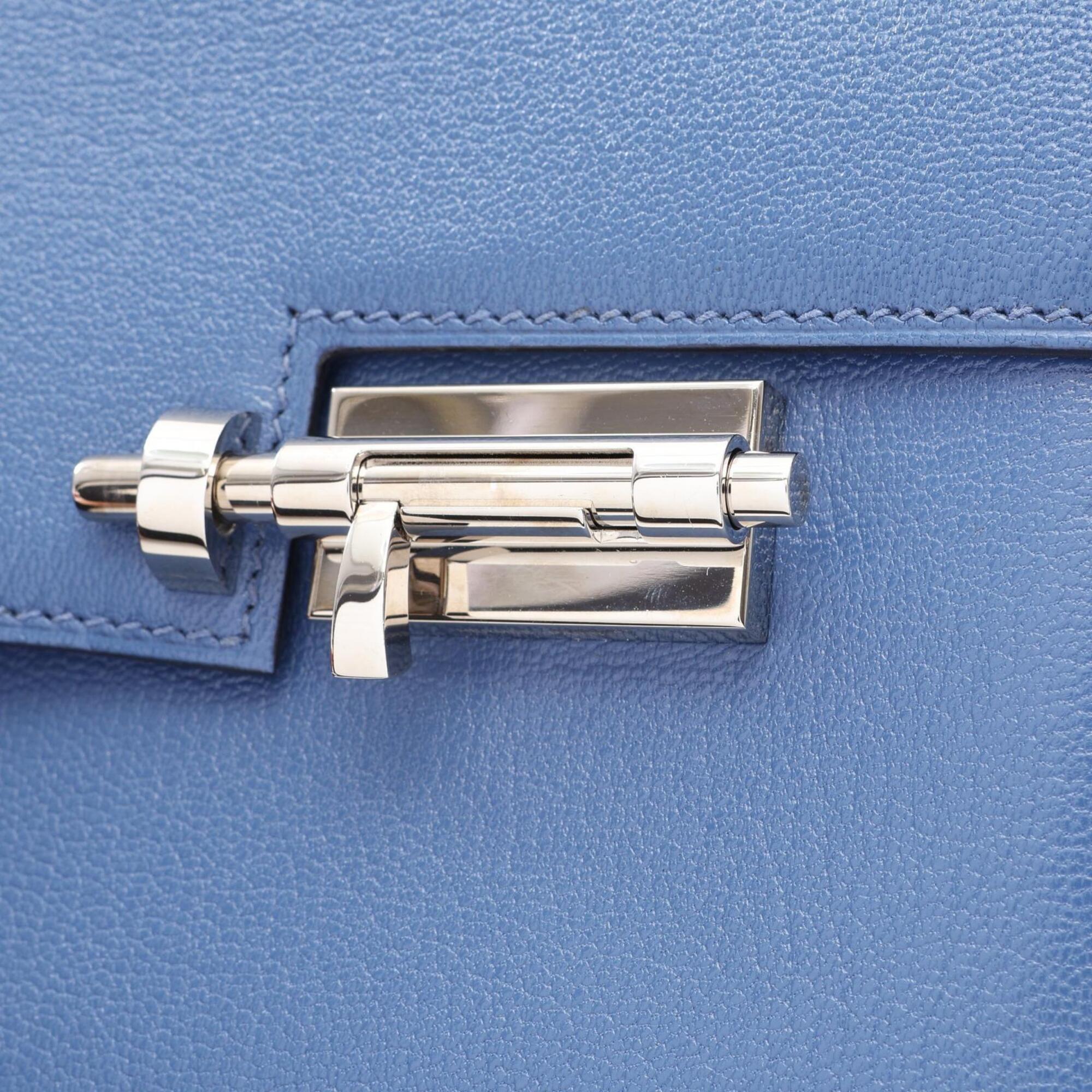 Hermes Blue Chevre Leather Handbag Shoulder Bag (Pre-Owned)