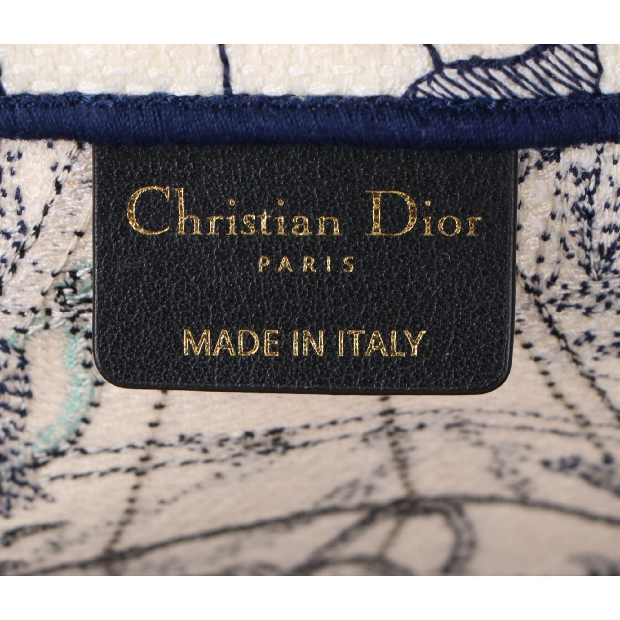 Christian Dior Navy White Canvas Tote Bag (Pre-Owned)