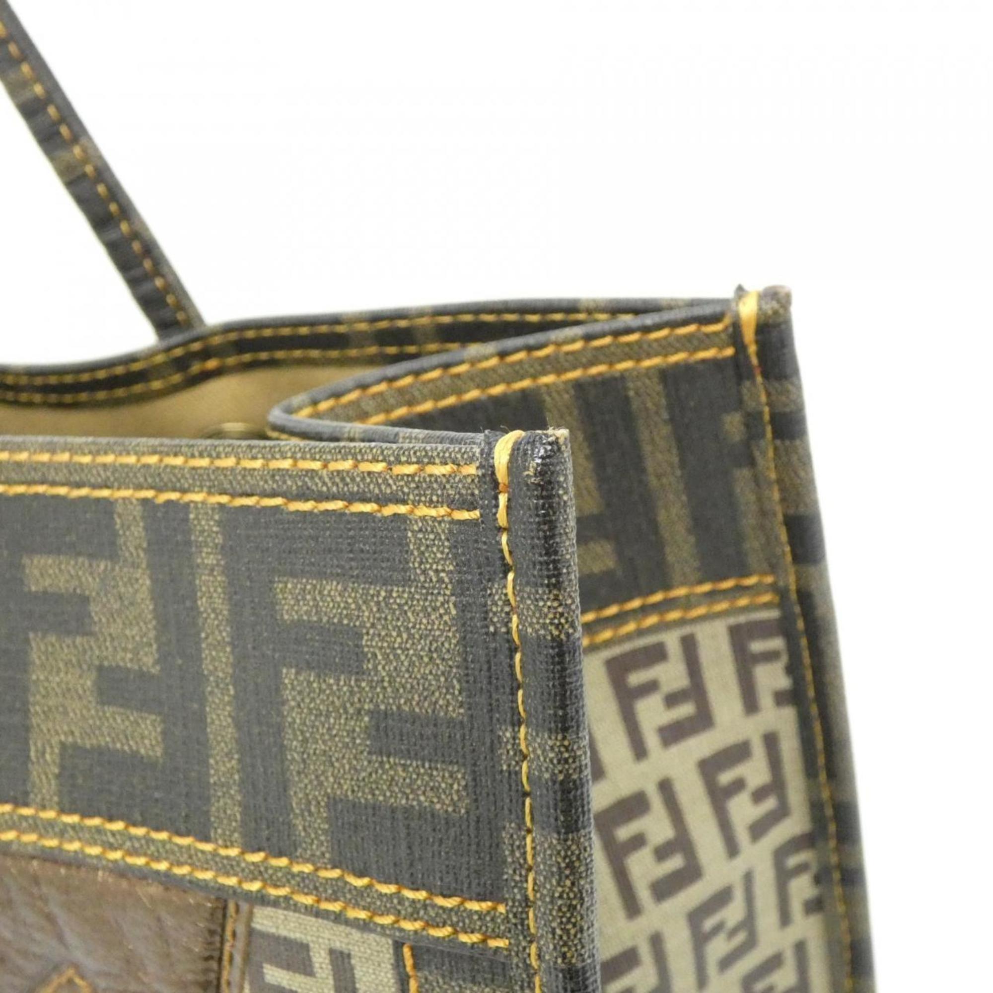 Fendi Beige Coated Canvas Leather Handbag (Pre-Owned)