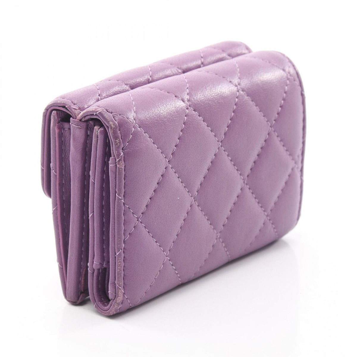 Chanel Purple Leather Wallet (Tri-Fold) (Pre-Owned)