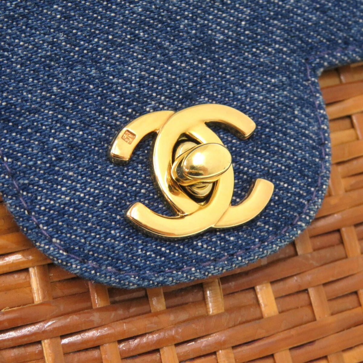 Chanel Navy Straw Leather Shoulder Bag (Pre-Owned)