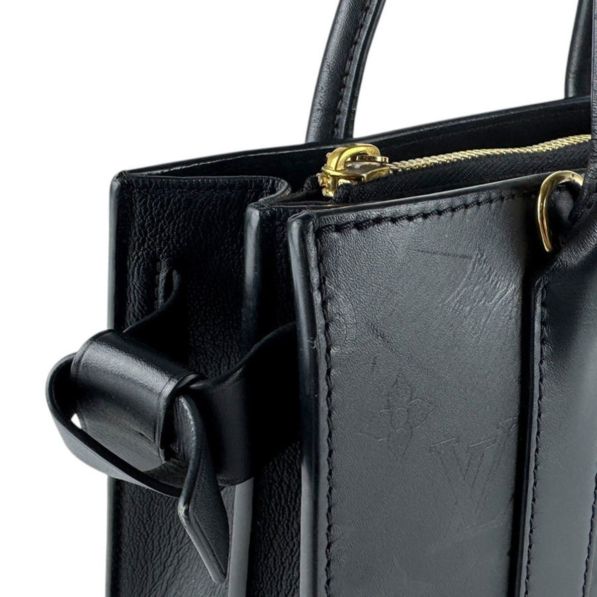 Louis Vuitton Black Leather Handbag Shoulder Bag (Pre-Owned)