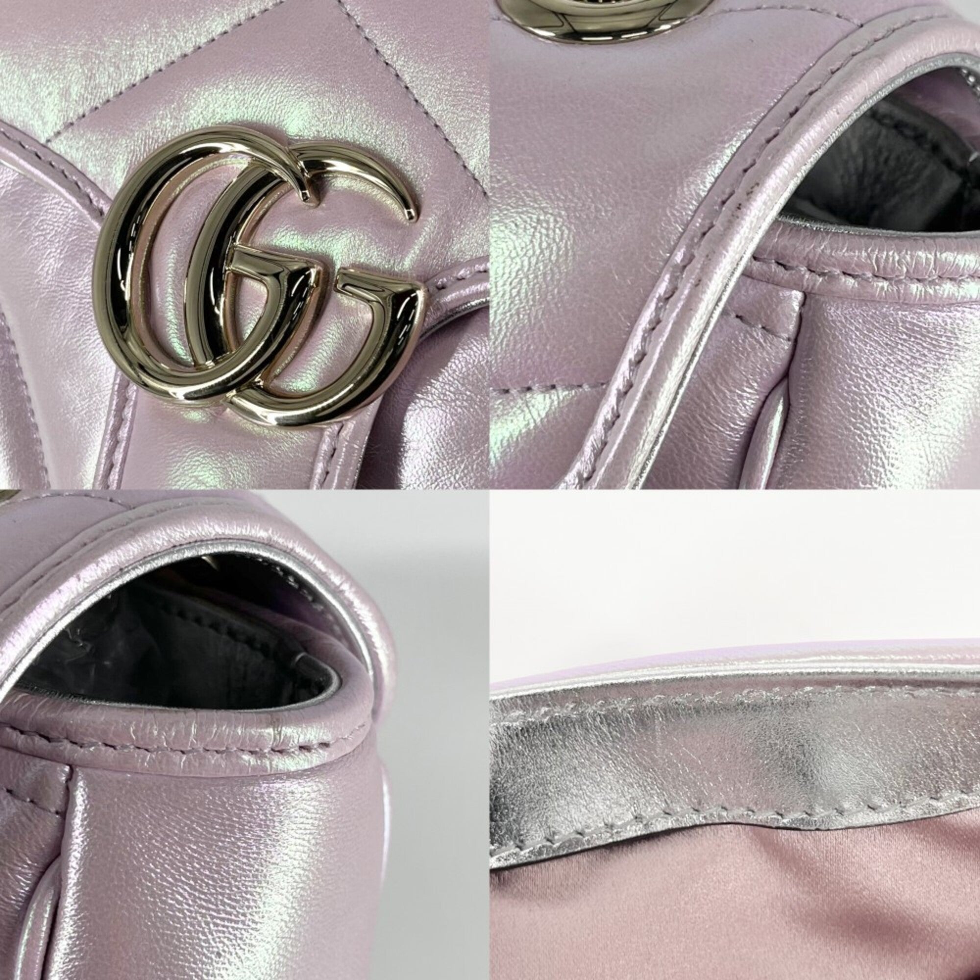 Gucci Aurora Pink Leather Shoulder Bag (Pre-Owned)