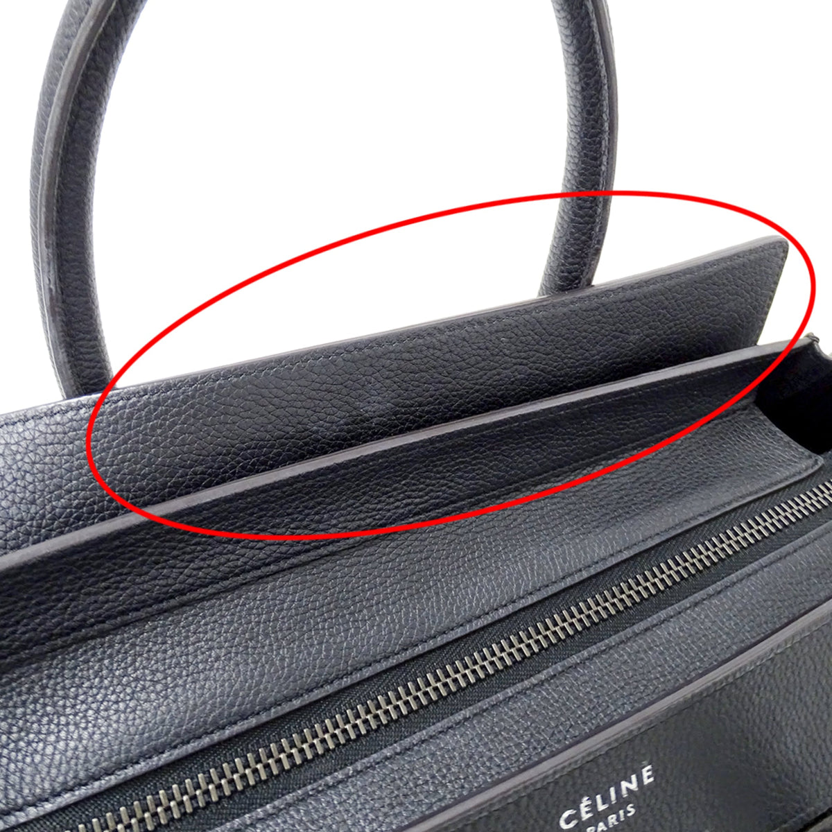 Celine Black Dark Navy Leather Handbag Tote Bag (Pre-Owned)