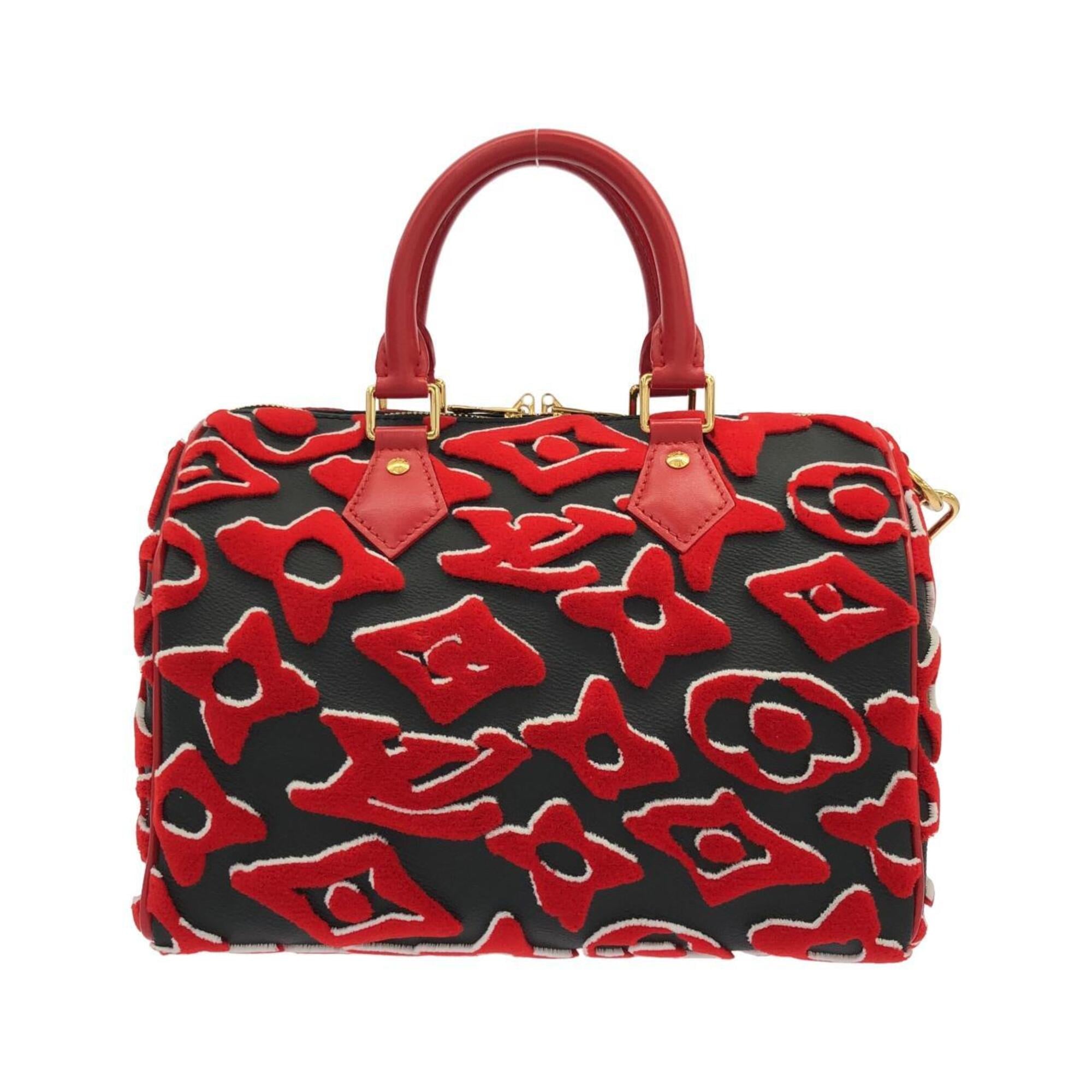 Louis Vuitton Black Red Color Coated Canvas Boston Bag (Pre-Owned)