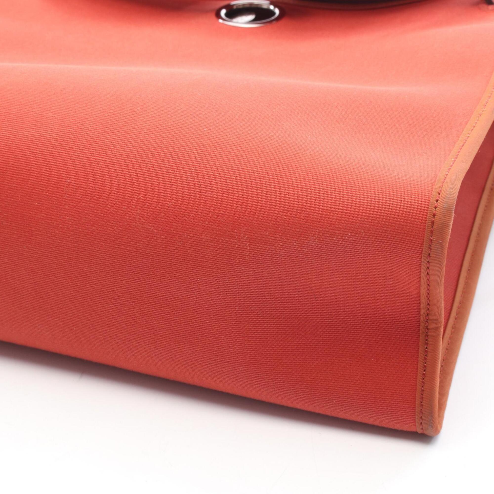 Hermes Red Color Rouge H Toile Officier Leather Handbag (Pre-Owned)