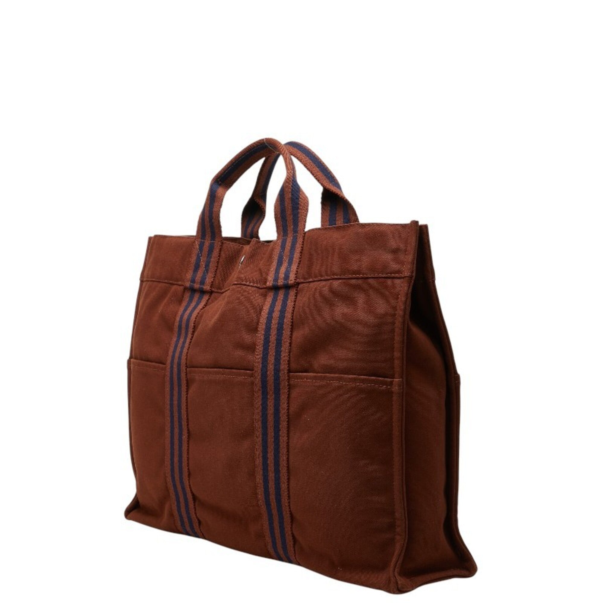 Hermes Brown Cotton Canvas Tote Bag (Pre-Owned)