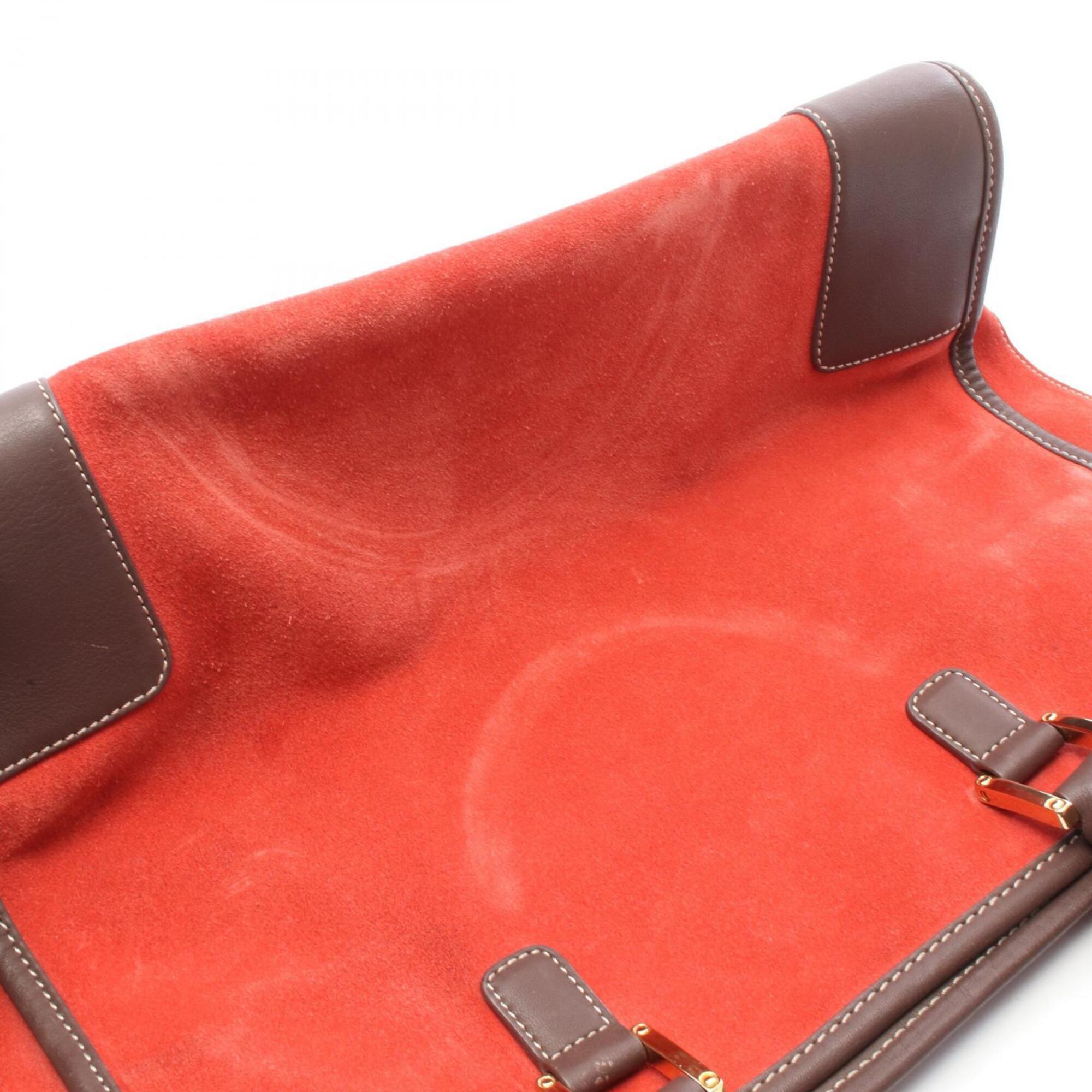 Loewe Brown Red Color Suede Leather Handbag (Pre-Owned)