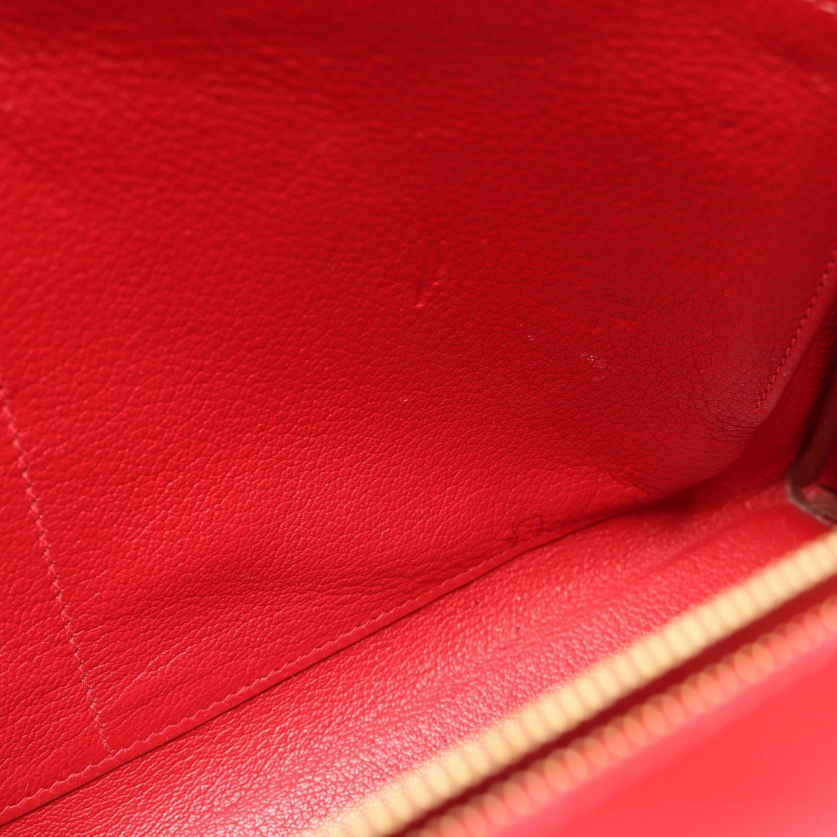 Hermes Red Color Tadelakt Leather Handbag (Pre-Owned)