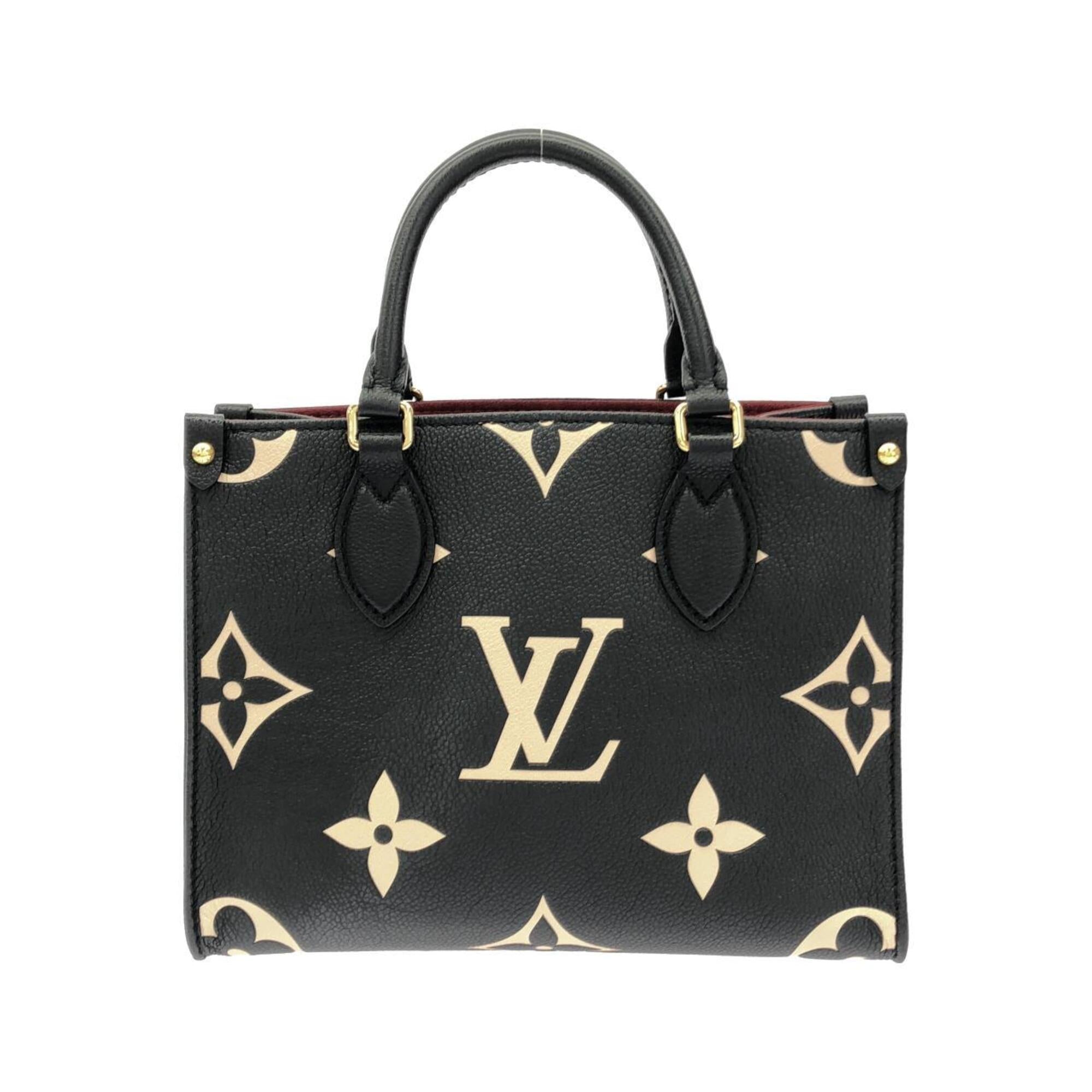 Louis Vuitton Beige Black Leather Handbag (Pre-Owned)