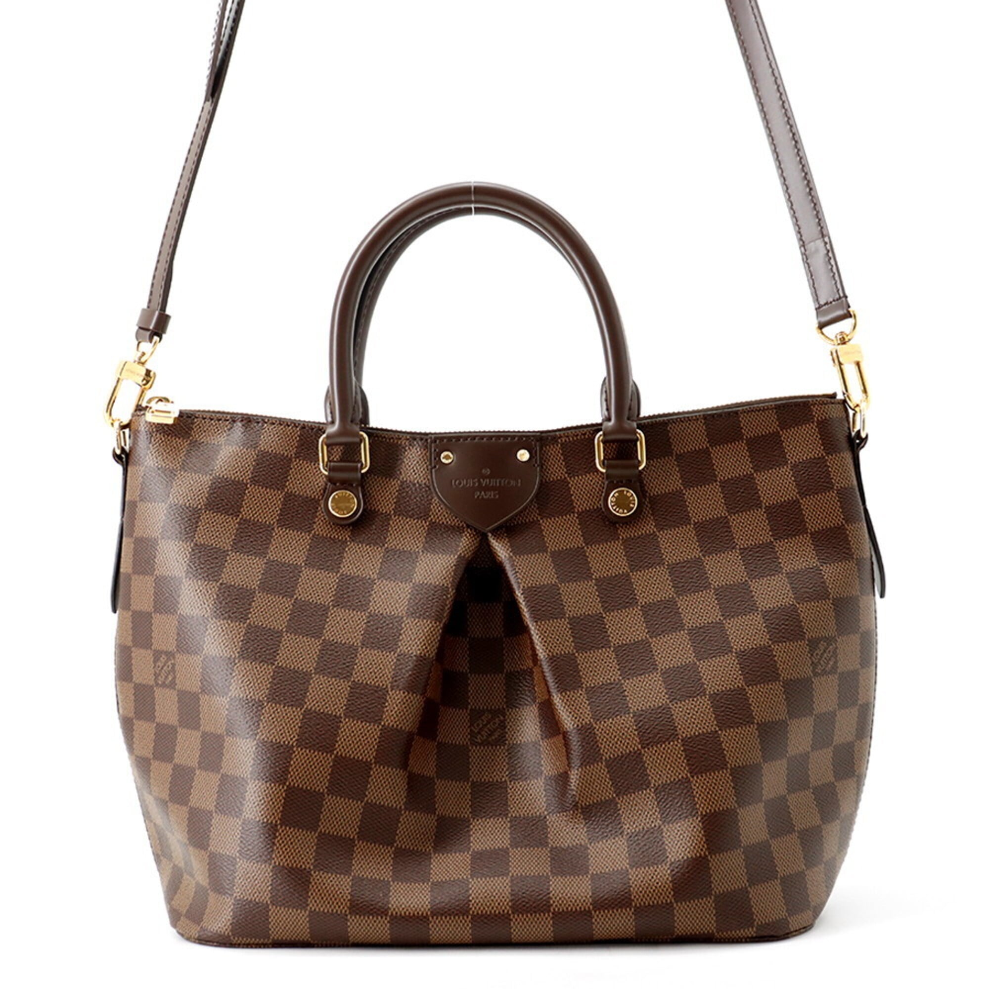 Louis Vuitton Damier Canvas Ebene Red Brown Leather Handbag Shoulder Bag (Pre-Owned)