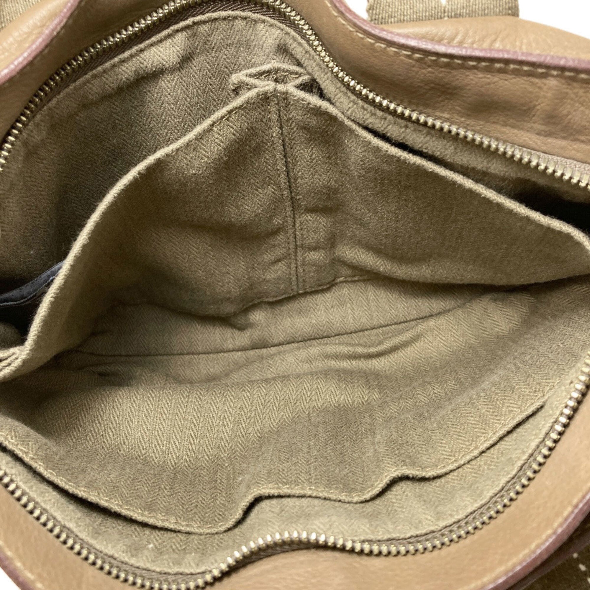 Hermes Caravan Horizontal Khaki Canvas Veau Derma Handbag (Pre-Owned)