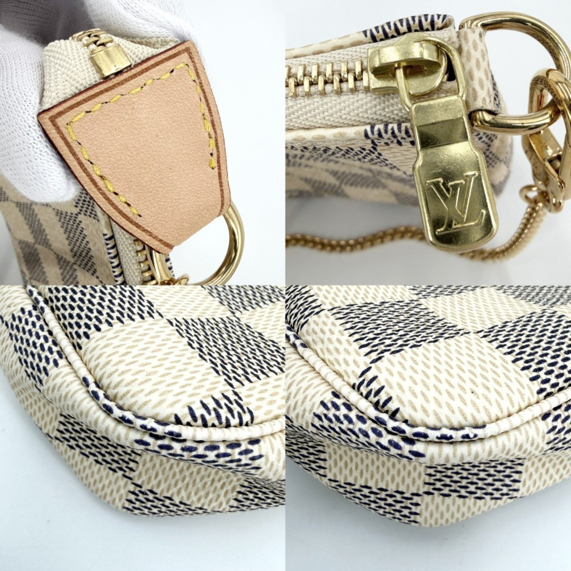 Louis Vuitton White Damier Azur Handbag Pouch (Pre-Owned)