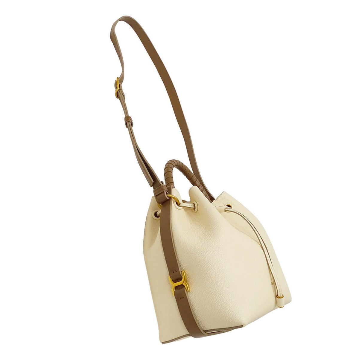 Chloé Brown Ivory Leather Handbag Shoulder Bag (Pre-Owned)