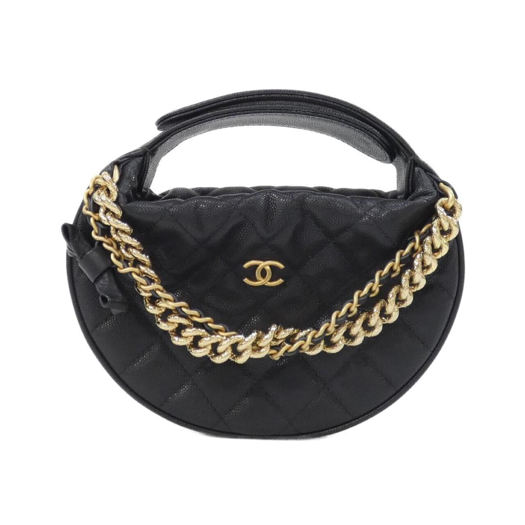 Chanel Black Grained Calfskin Handbag Pouch (Pre-Owned)
